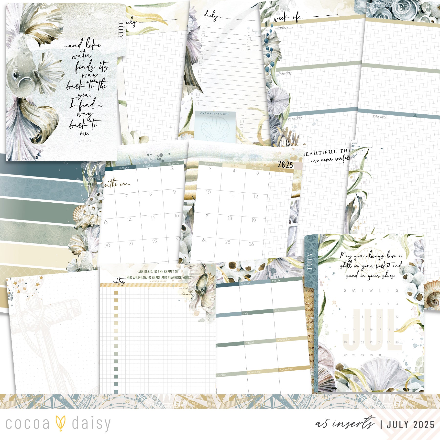 Where The Sea Dreams Inserts or notebook Only - Choose your size - July 2025