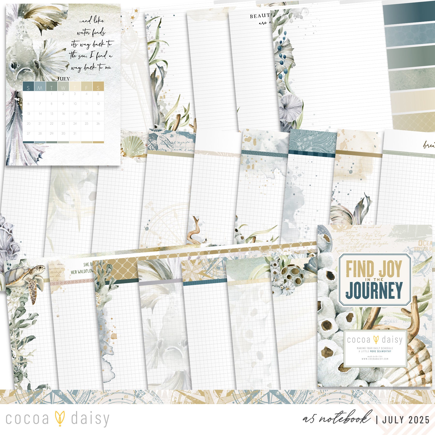 Where The Sea Dreams Inserts or notebook Only - Choose your size - July 2025