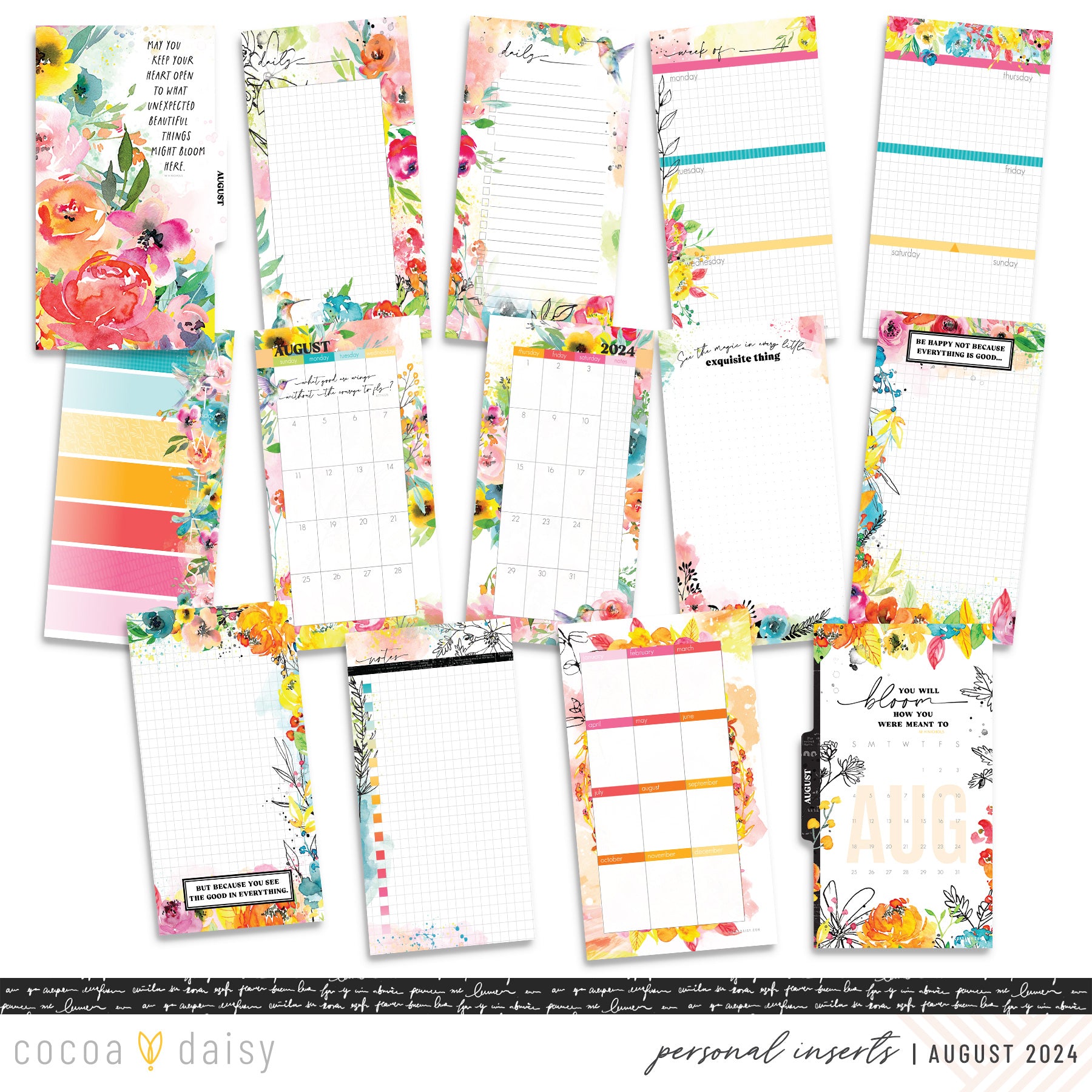 Sun-Drenched Inserts or notebook Only - Choose your size August 2024