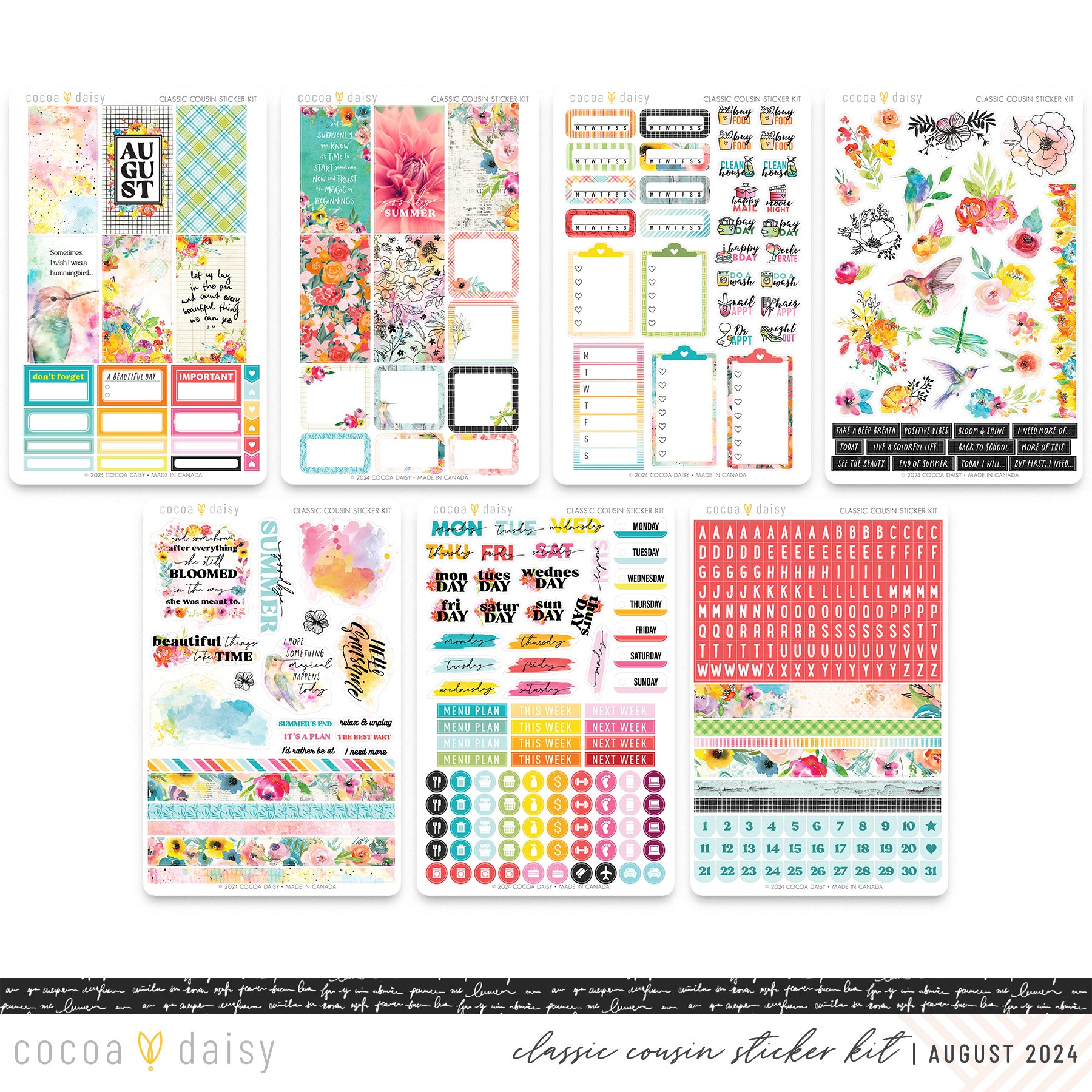 Sun-drenched Classic Cousin Sticker Kit August 2024 – Cocoa Daisy