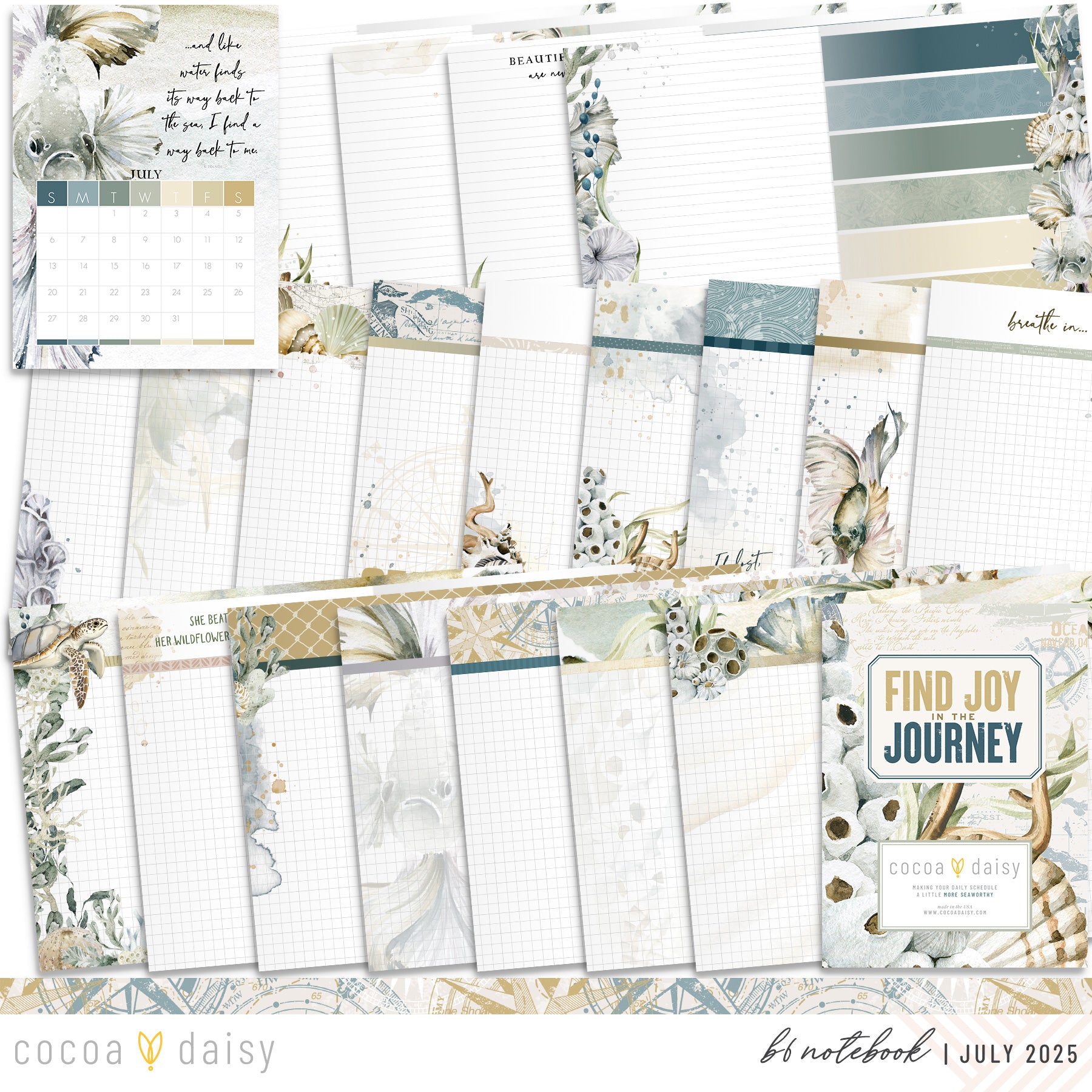 Where The Sea Dreams Inserts or notebook Only - Choose your size - July 2025