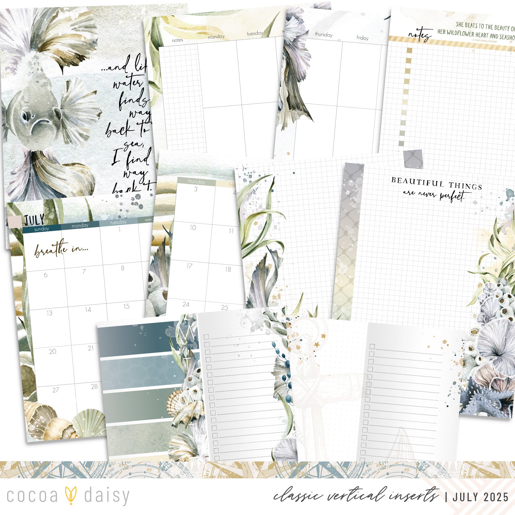 Where The Sea Dreams Inserts or notebook Only - Choose your size - July 2025