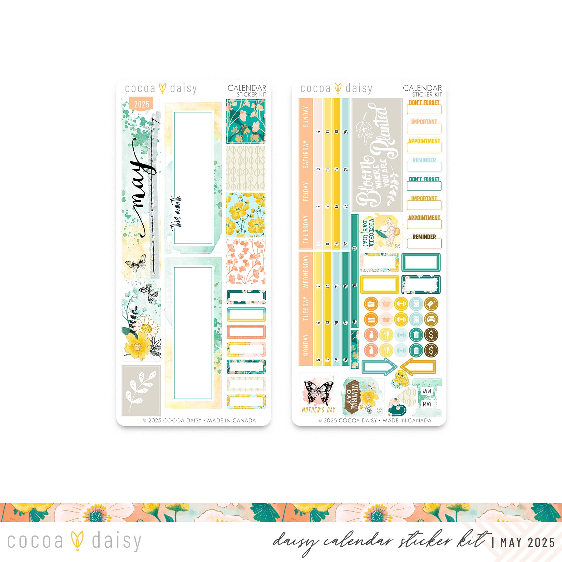 Flourish Calendar Stickers for Daisy Weeks - May 2025 – Cocoa Daisy