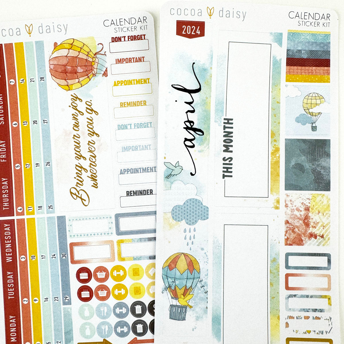 Take Flight Calendar Stickers for Daisy Weeks April 2024