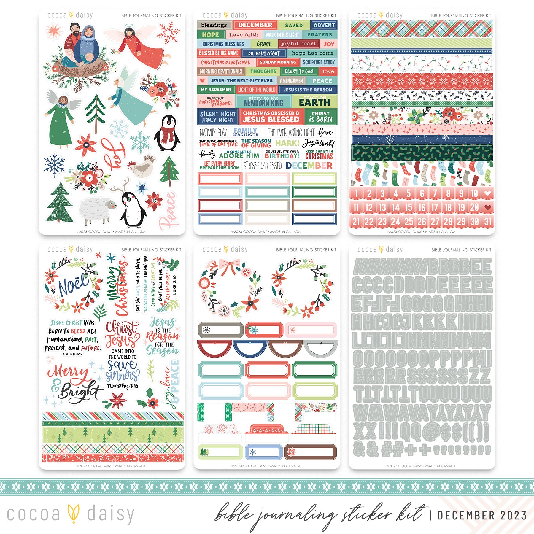 Let It Snow Bible Journaling Sticker Kit December 2023 – Cocoa Daisy