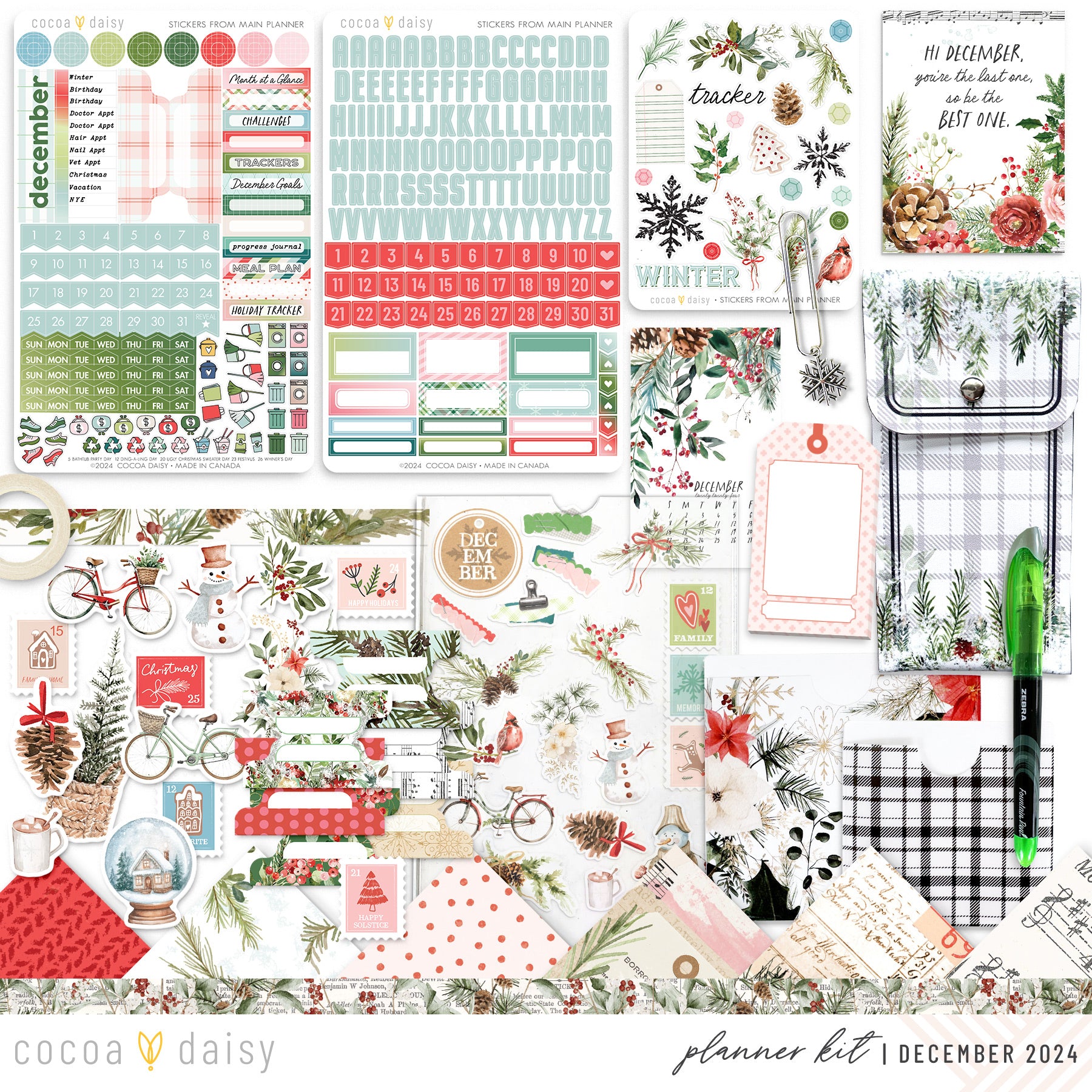 Cedar & Snow Planner Kit NO INSERTS December 2024 Cocoa Daisy