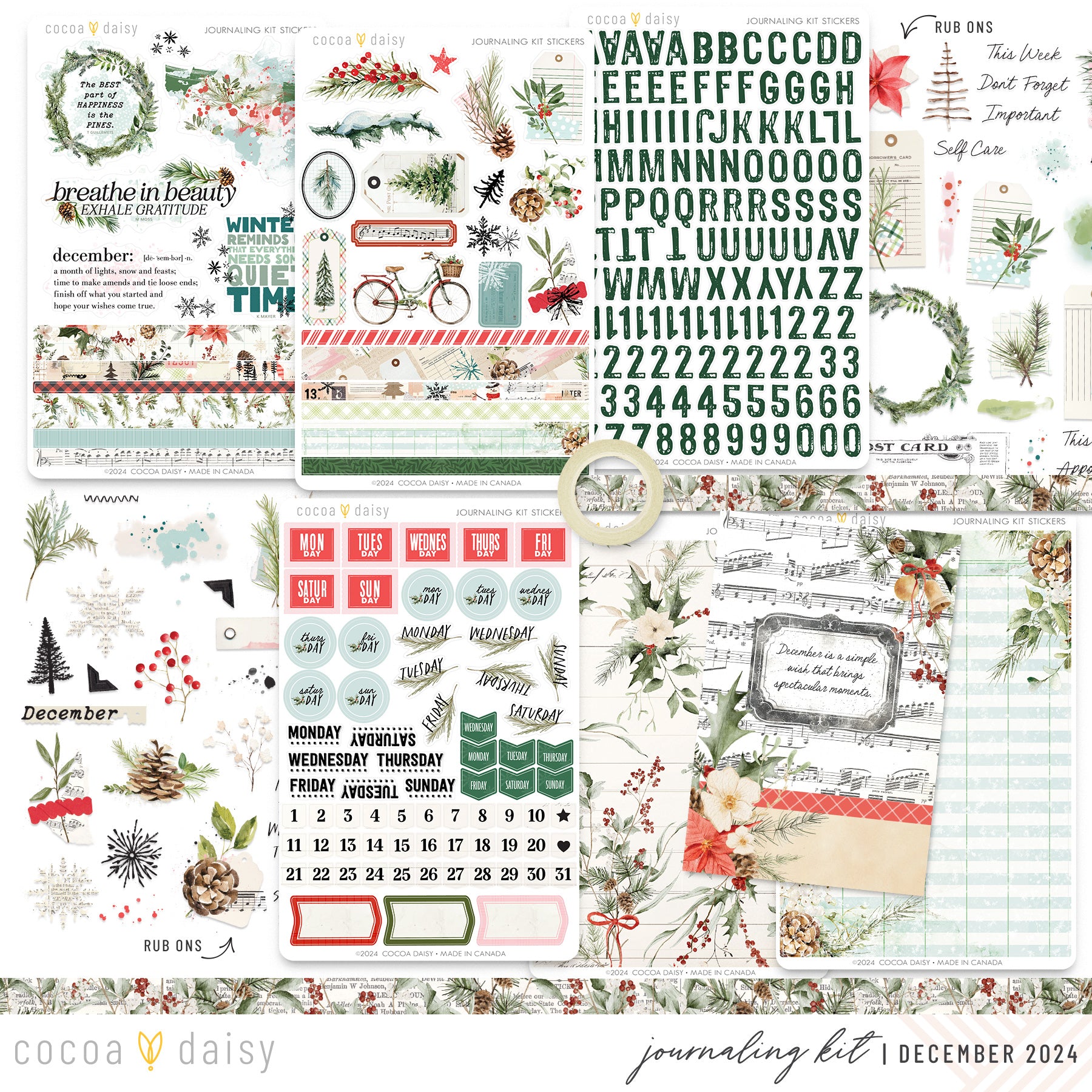 Cedar & Snow Journaling Kit December 2024 Cocoa Daisy