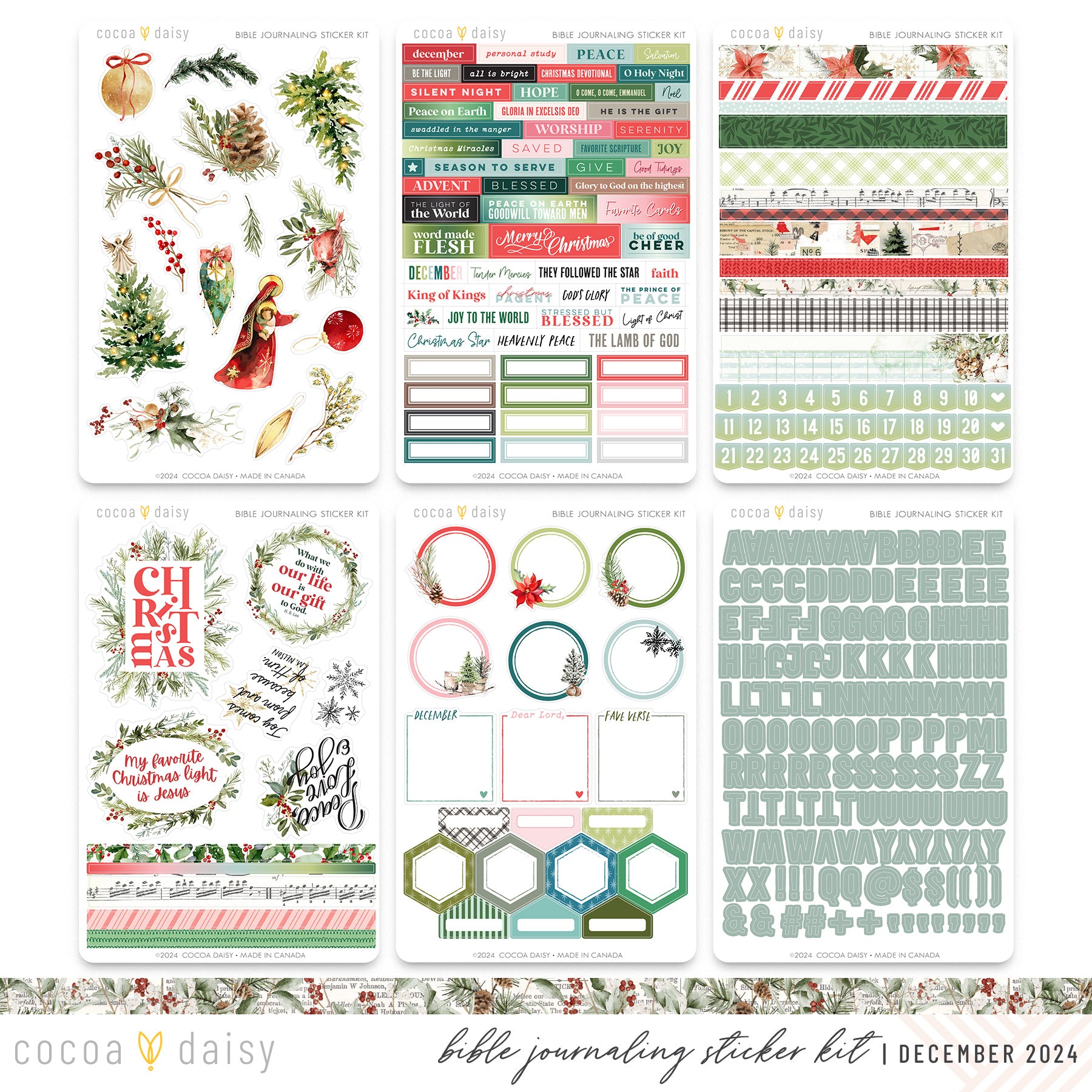 Cedar & Snow Bible Journaling Sticker Kit - December 2024 – Cocoa Daisy