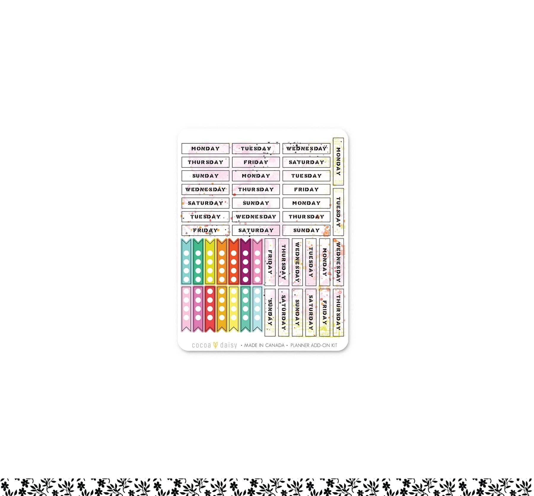 Daily Journal "Days of the Week" Planner Add On Sticker Sheet