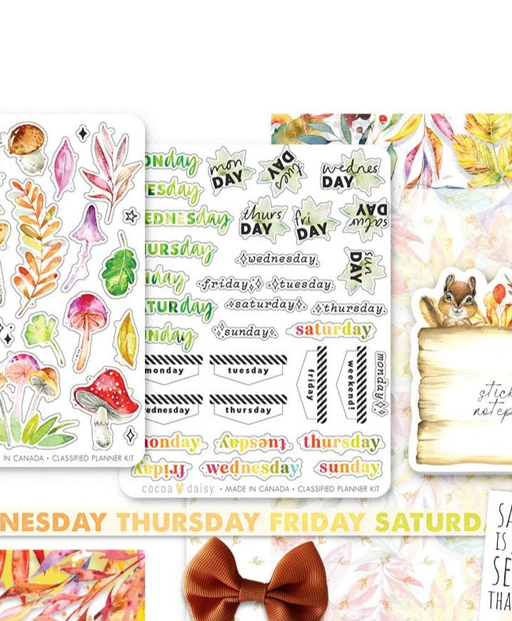 Autumn Whispers "Days of the Week" Classified Planner Sticker Sheet