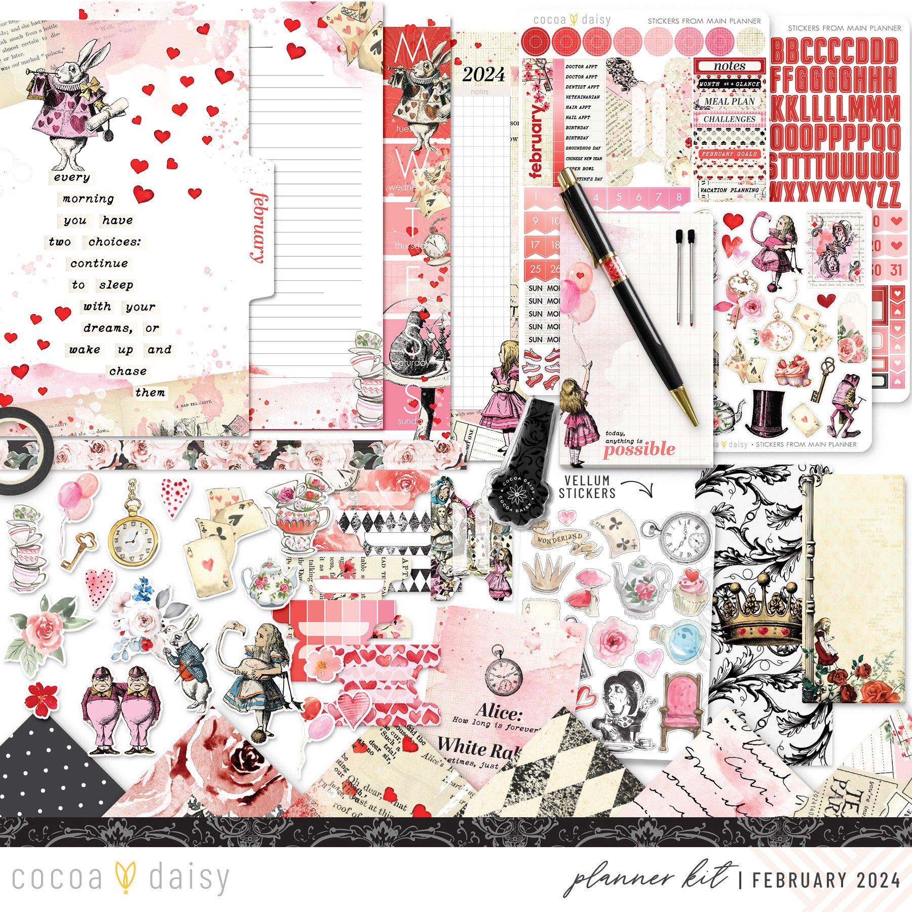 Wonderland Planner Kit - Choose your insert February 2024 – Cocoa Daisy