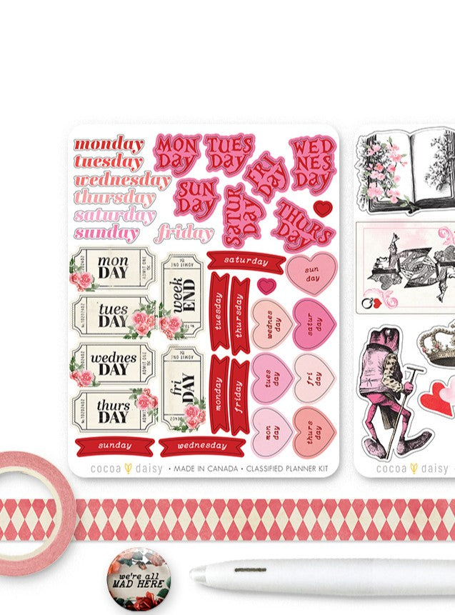 Wonderland "Days of the Week" Stationery Kit Sticker Sheet - February 2024