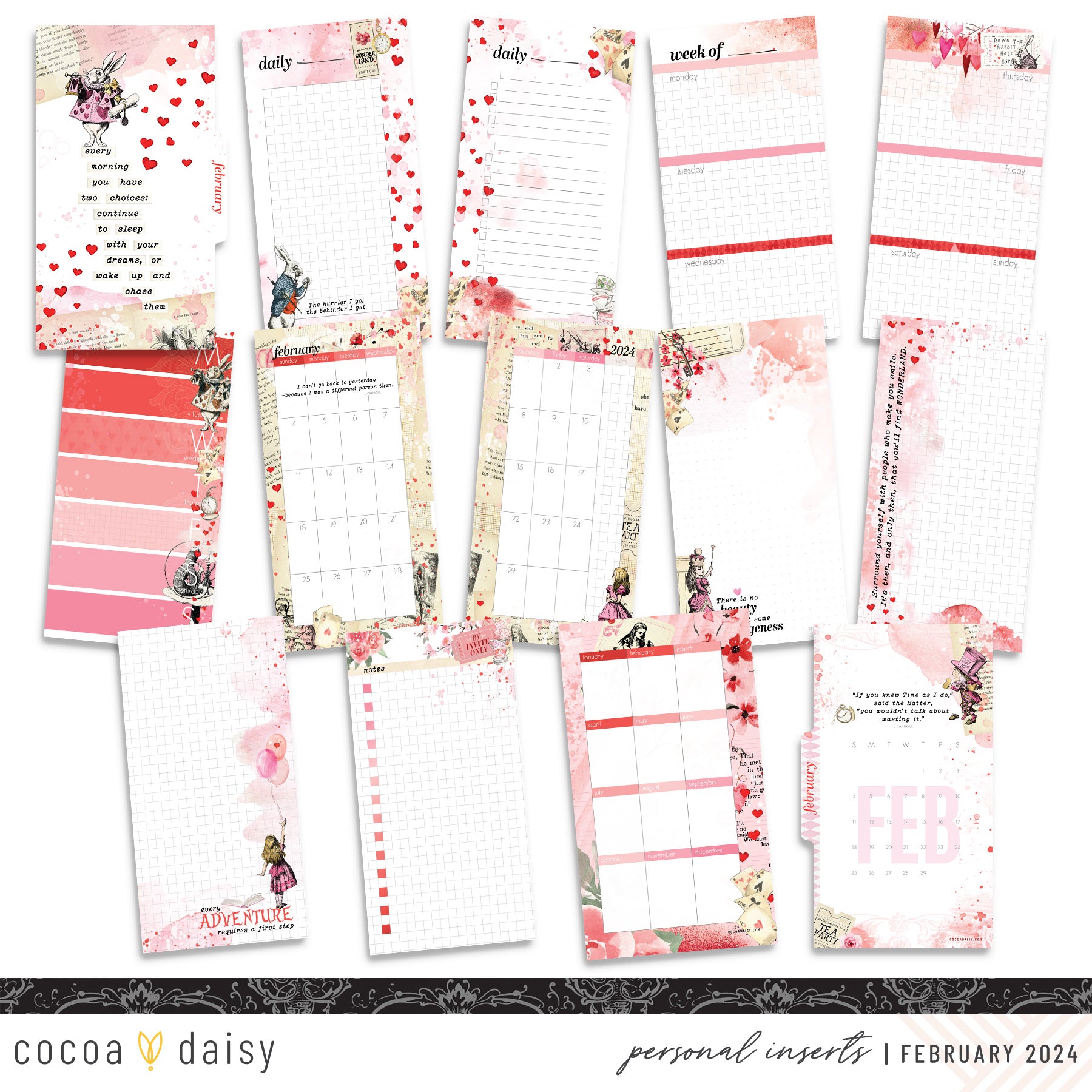 Wonderland Insert or Notebook Only - Choose your size February 2024