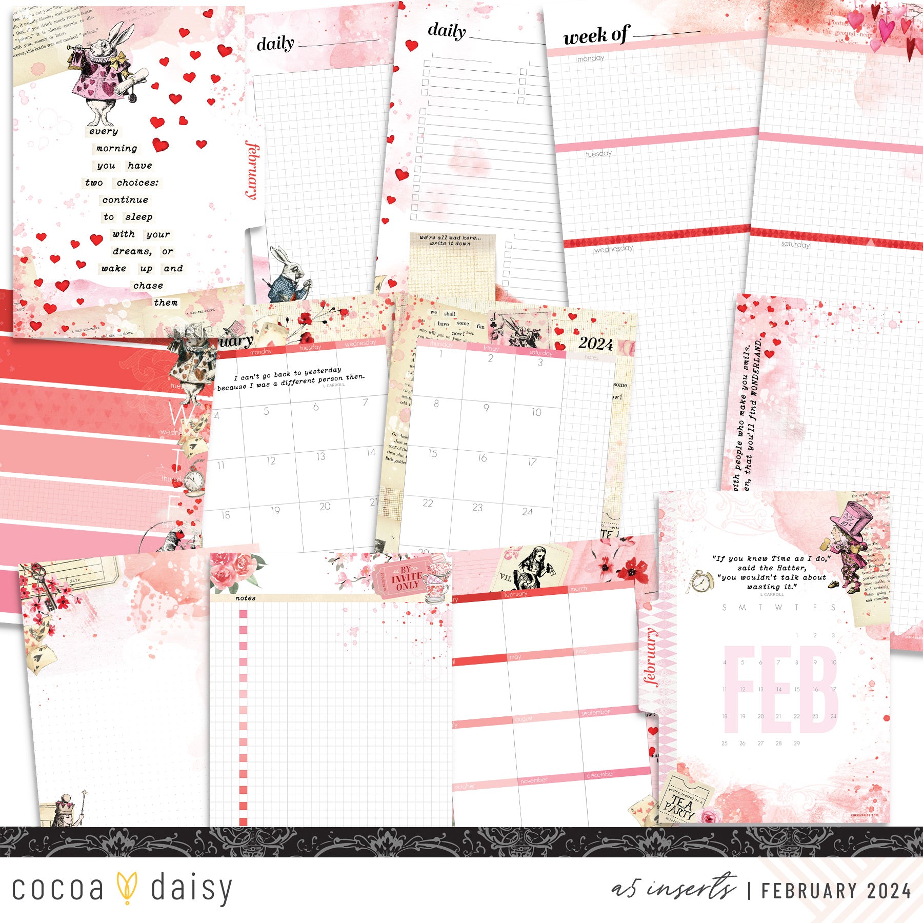 Wonderland Insert or Notebook Only - Choose your size February 2024