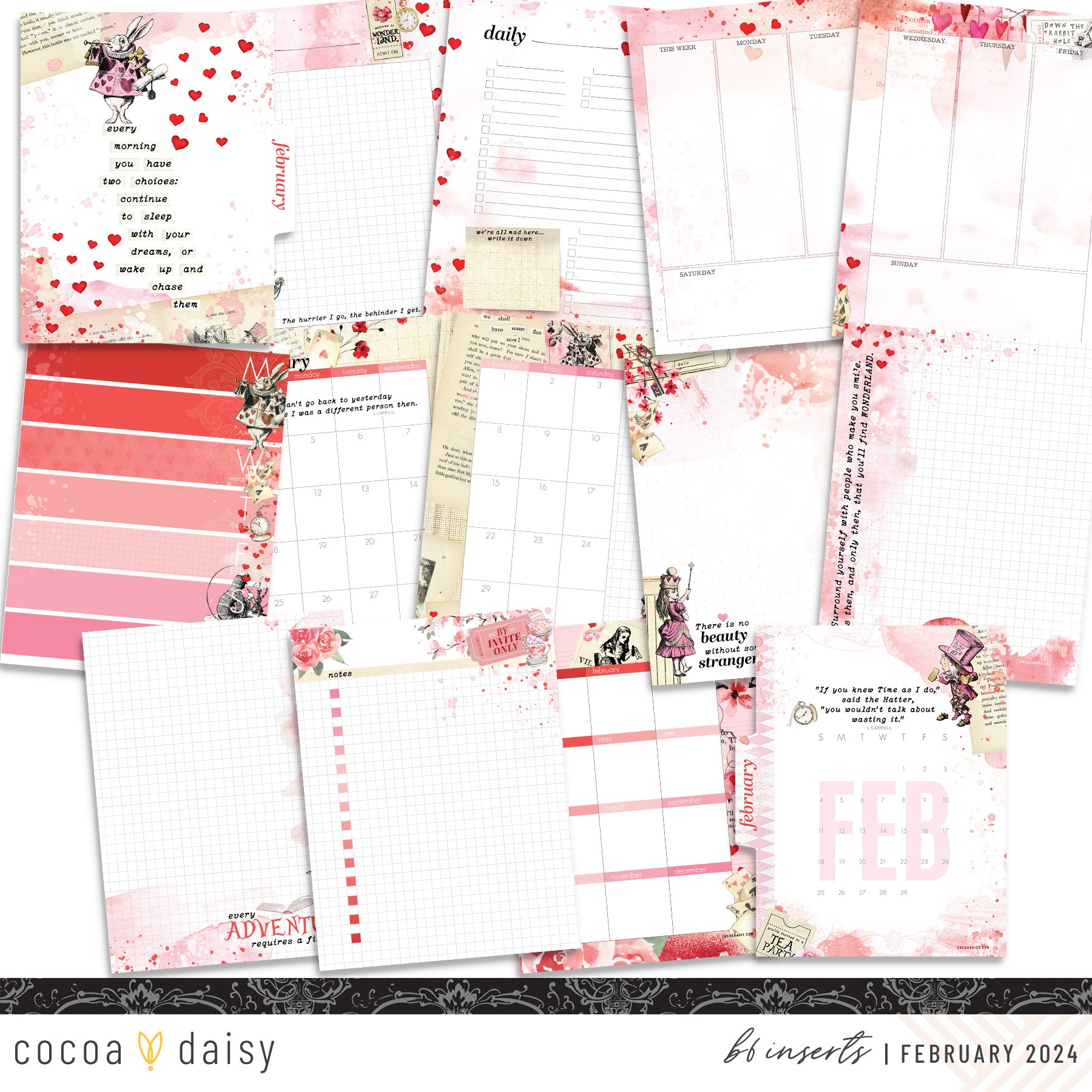 Wonderland Insert or Notebook Only - Choose your size February 2024