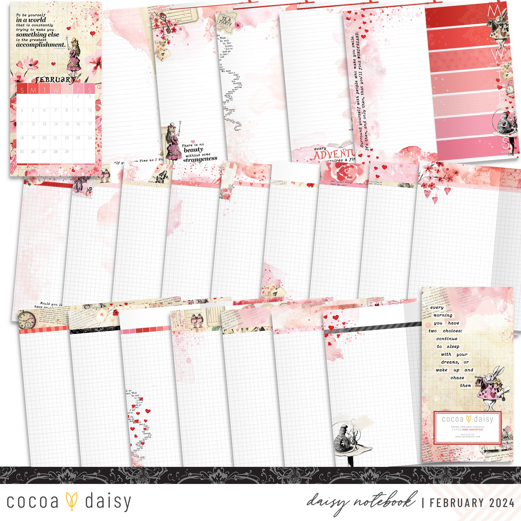 Wonderland Insert or Notebook Only - Choose your size February 2024