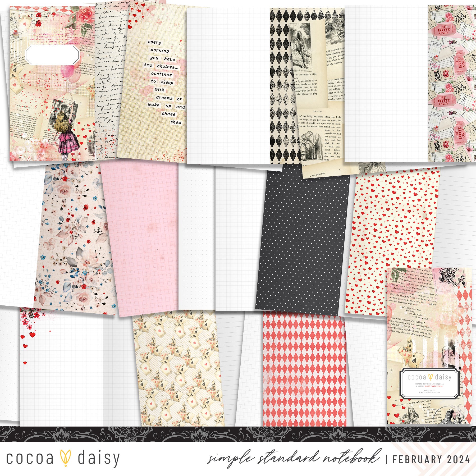 Wonderland SimpleDaisy Notebook February 2024