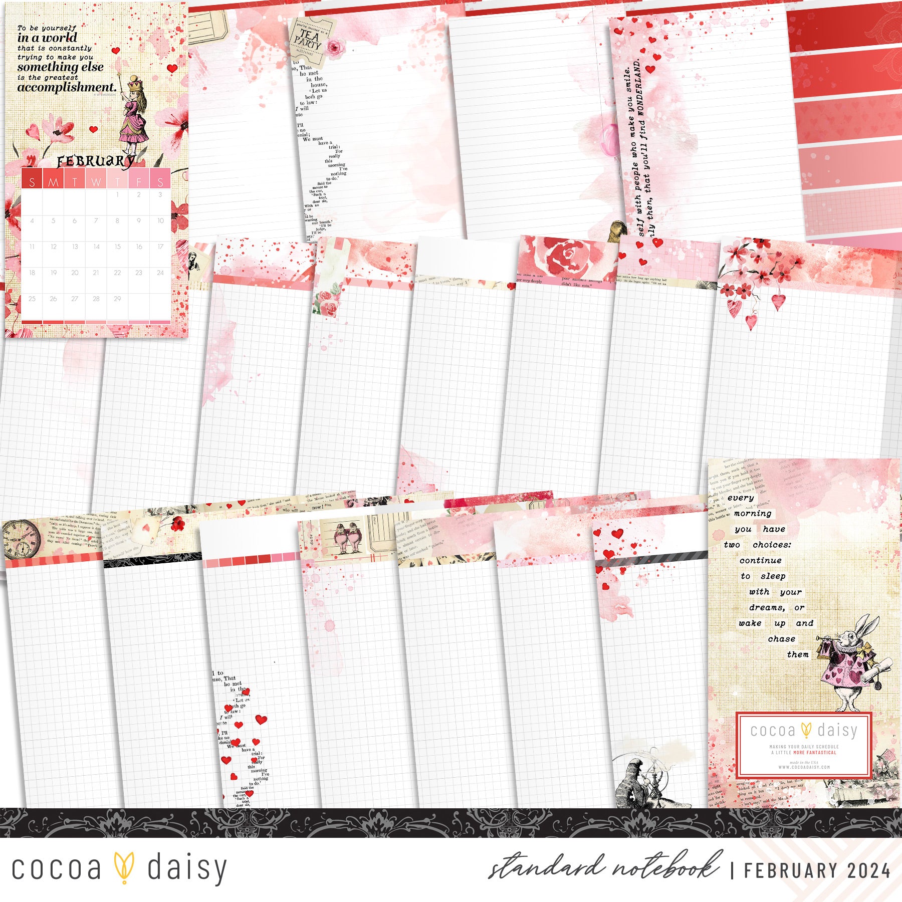 Wonderland Insert or Notebook Only - Choose your size February 2024