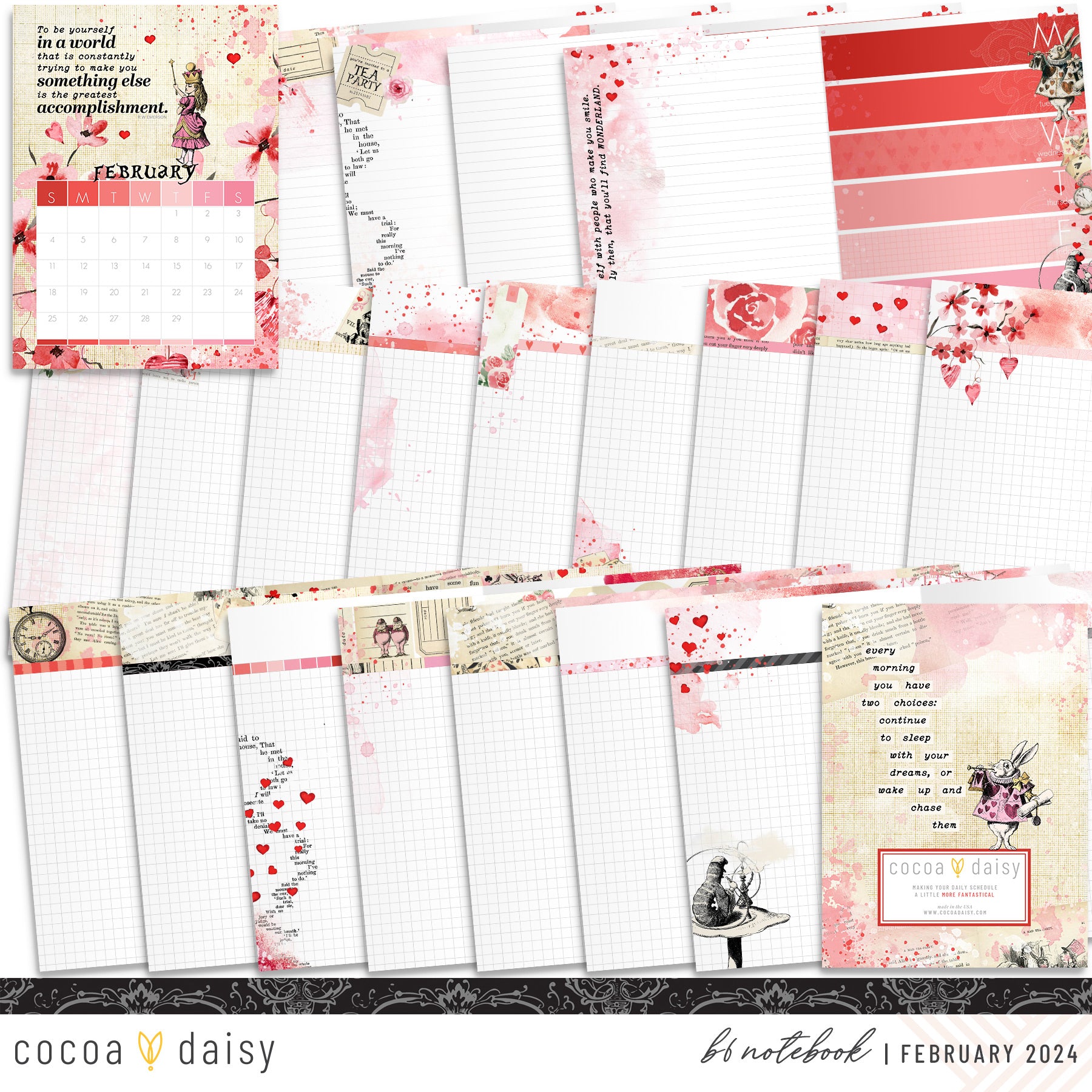 Wonderland Insert or Notebook Only - Choose your size February 2024