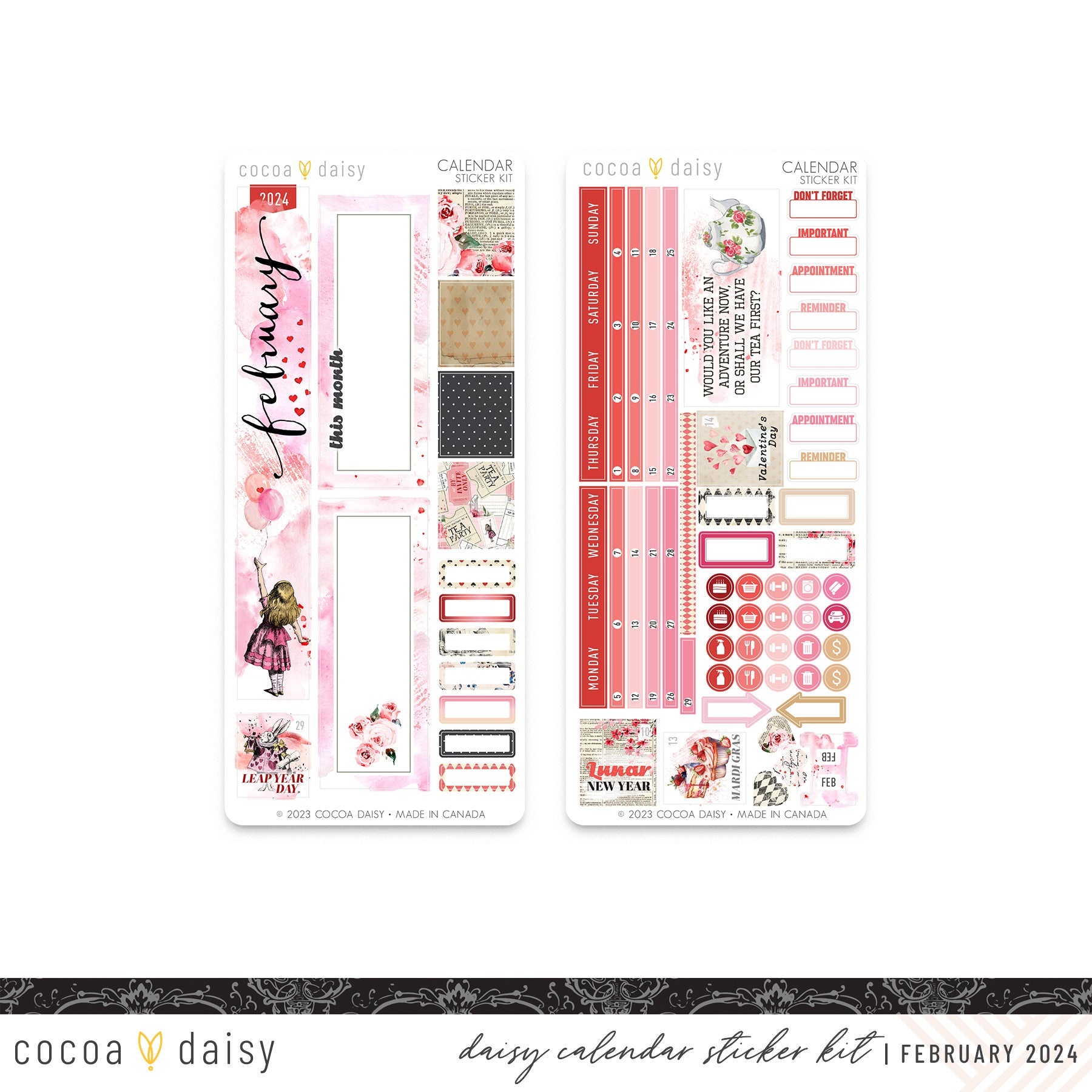 Wonderland  Calendar Stickers for Daisy Weeks February 2024