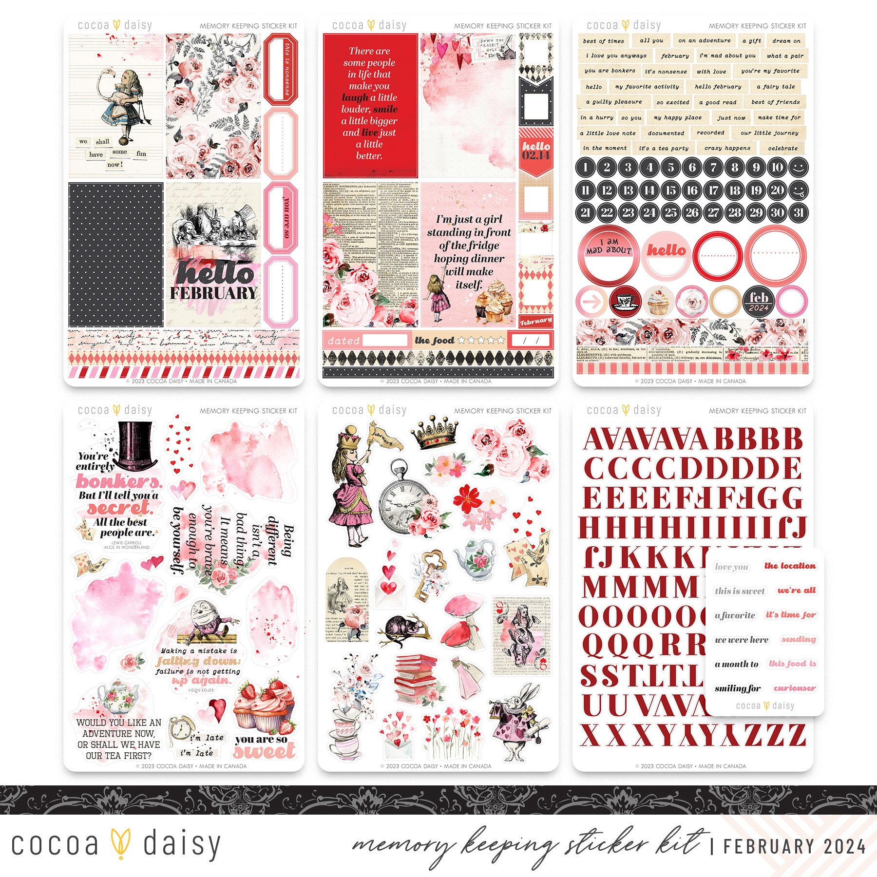 Wonderland Memory Keeping Sticker Kit  February 2024