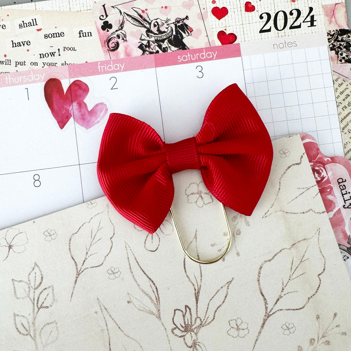 Wonderland Red Fabric Bow Clip - February 2024