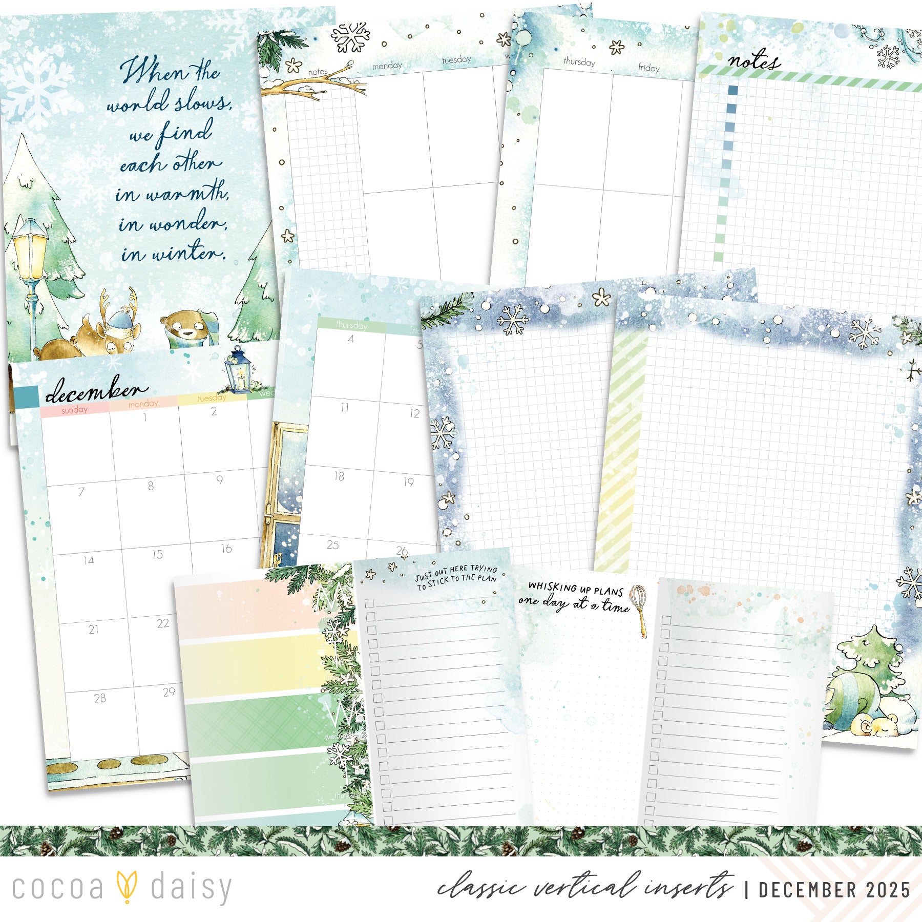 Snow Day Society Inserts or notebook Only - Choose your size - December 2025