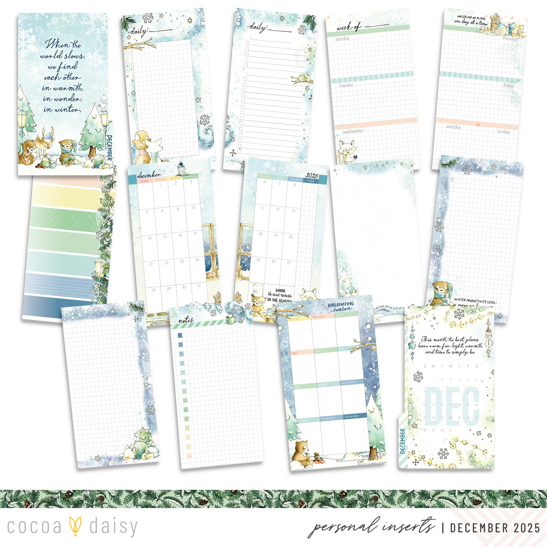 Snow Day Society Inserts or notebook Only - Choose your size - December 2025