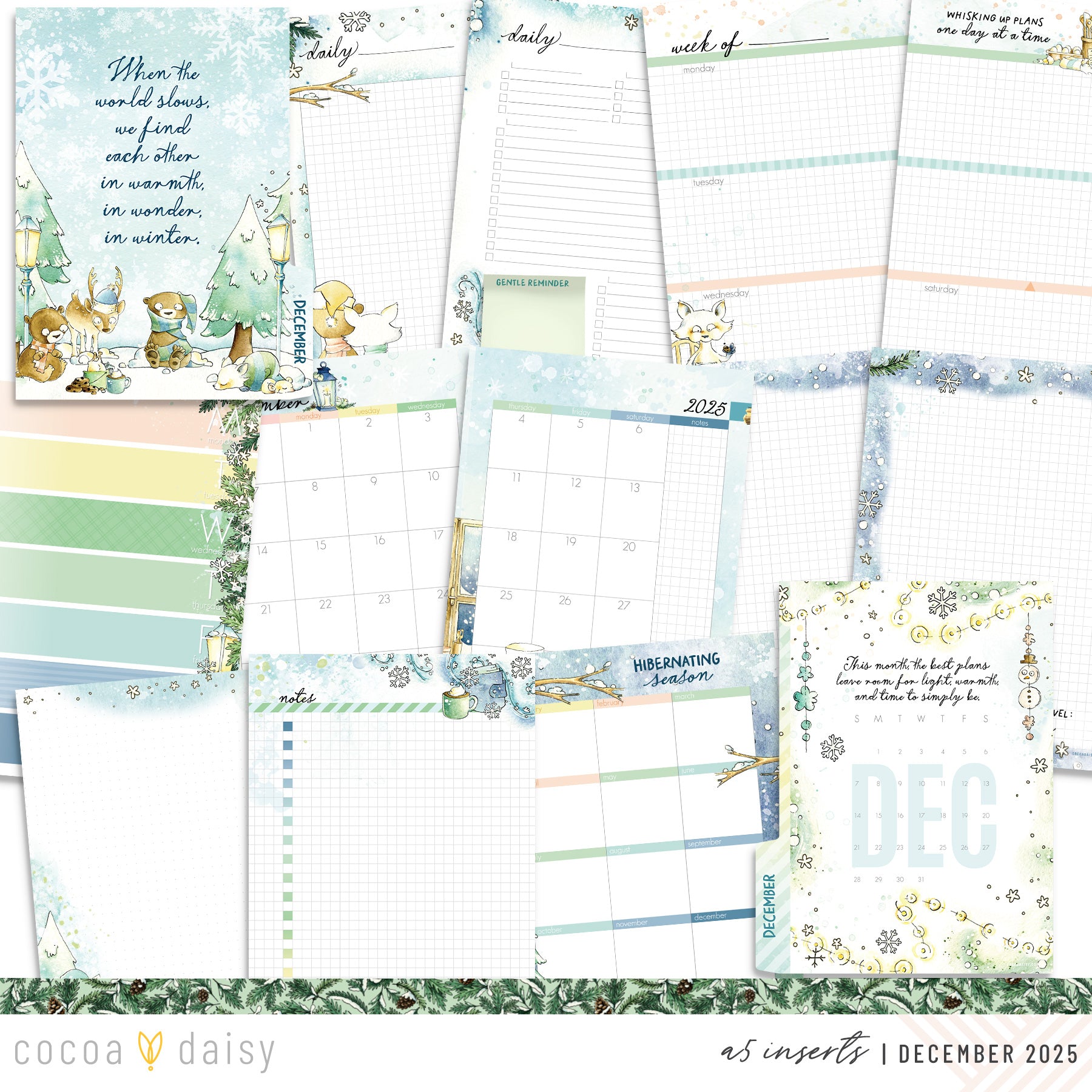 Snow Day Society Inserts or notebook Only - Choose your size - December 2025