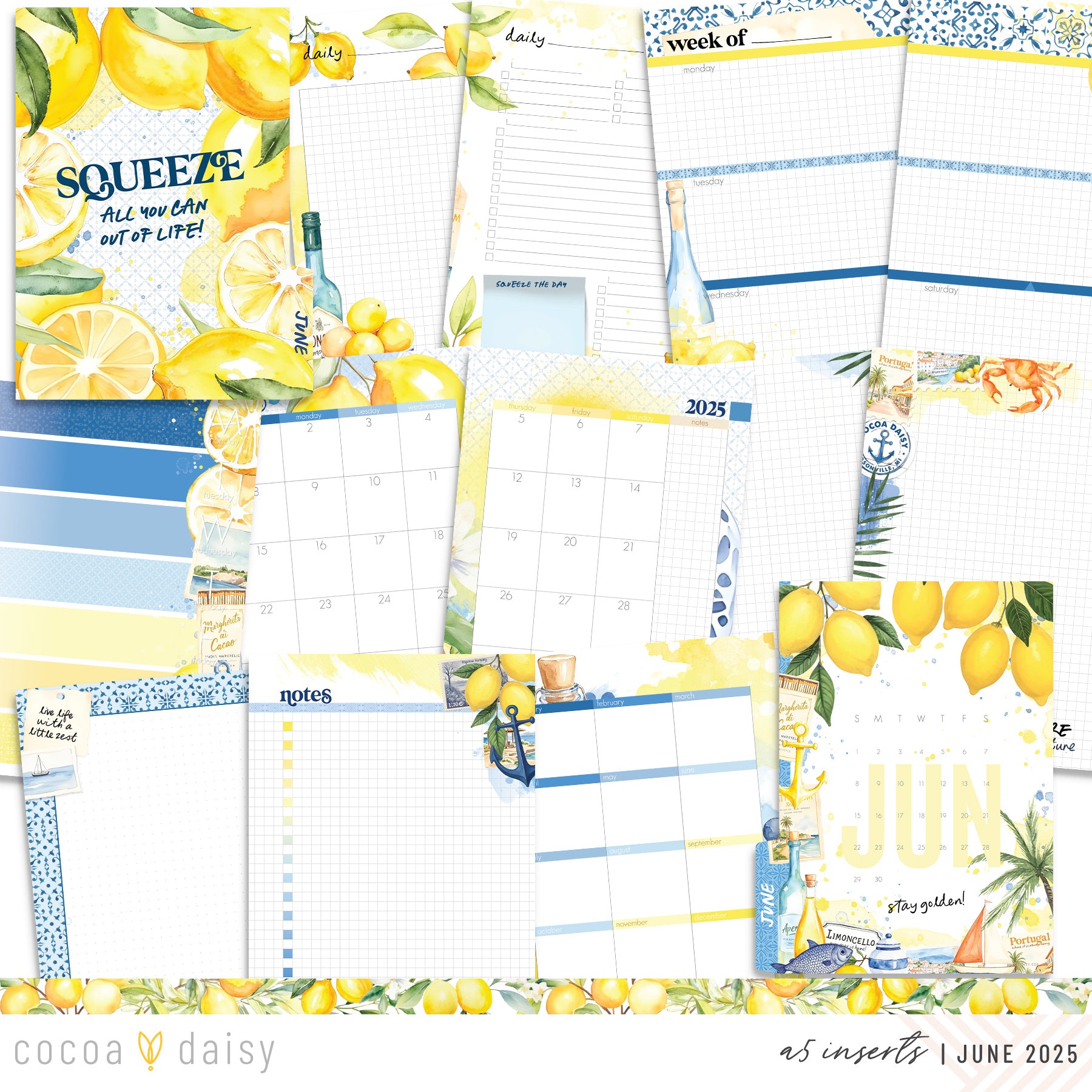 Mediterranean Muse Inserts or notebook Only - Choose your size - June 2025