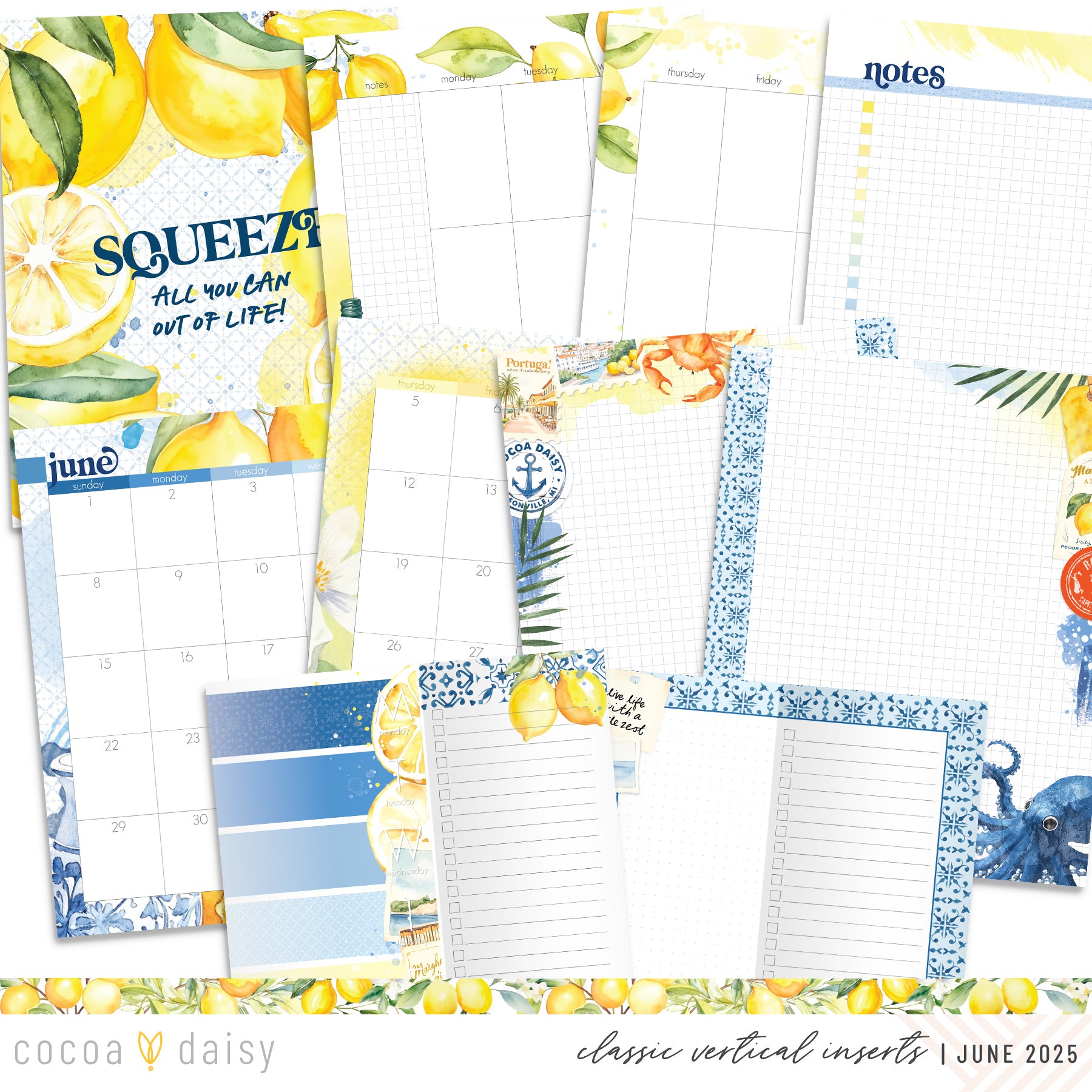 Mediterranean Muse Inserts or notebook Only - Choose your size - June 2025