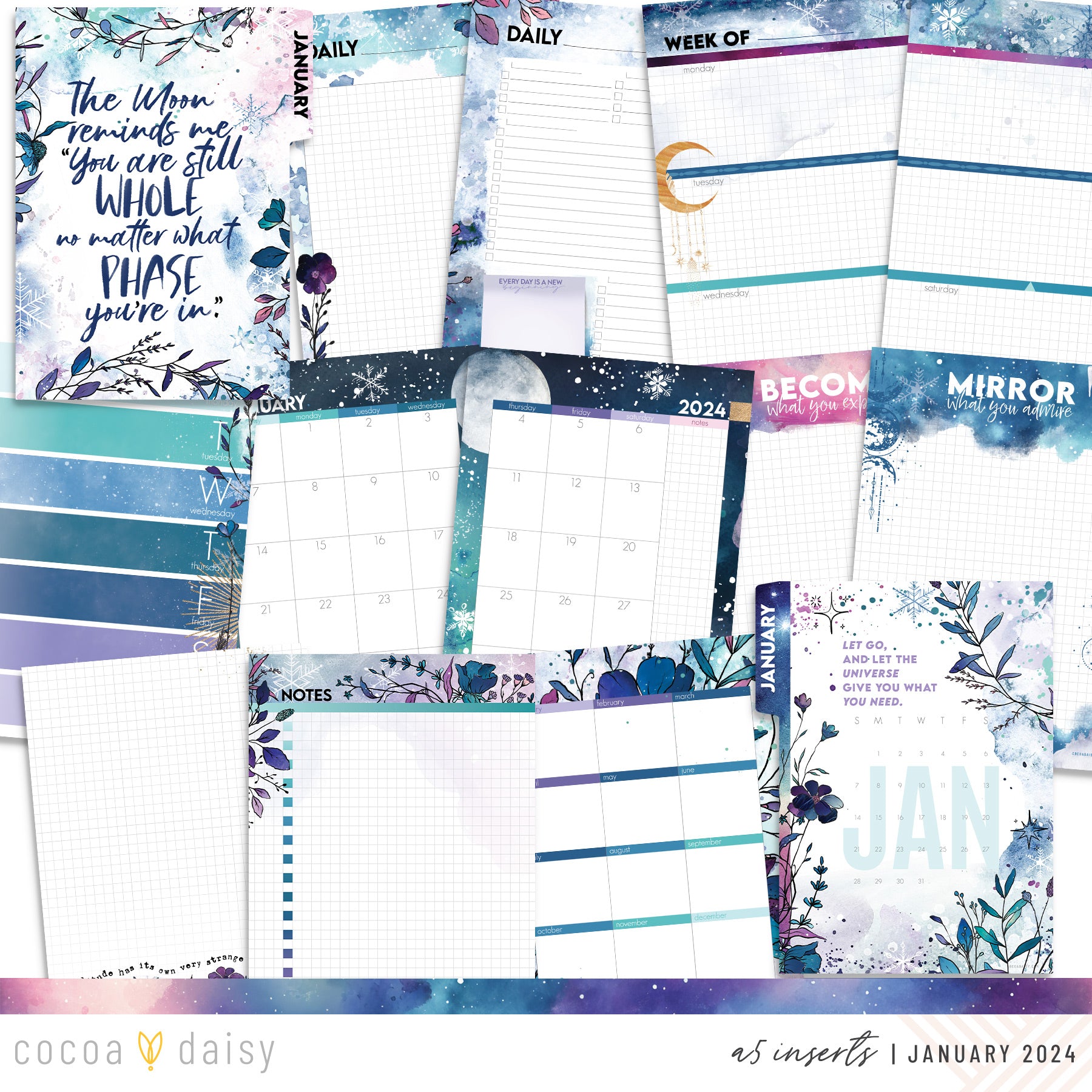 Silent Moon Planner Kit - Choose your insert January 2024