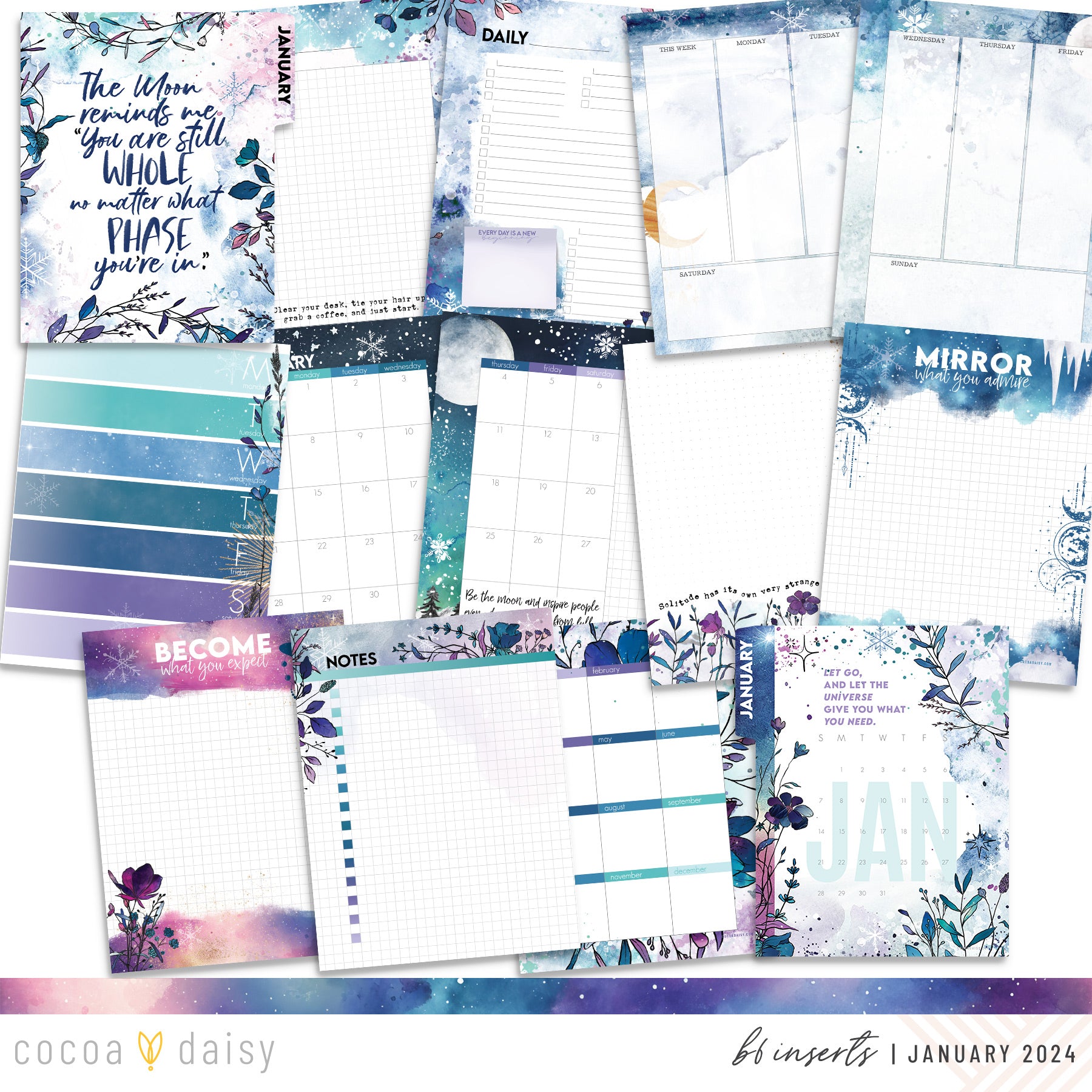 Silent Moon Insert or Notebook Only - Choose your size January 2024