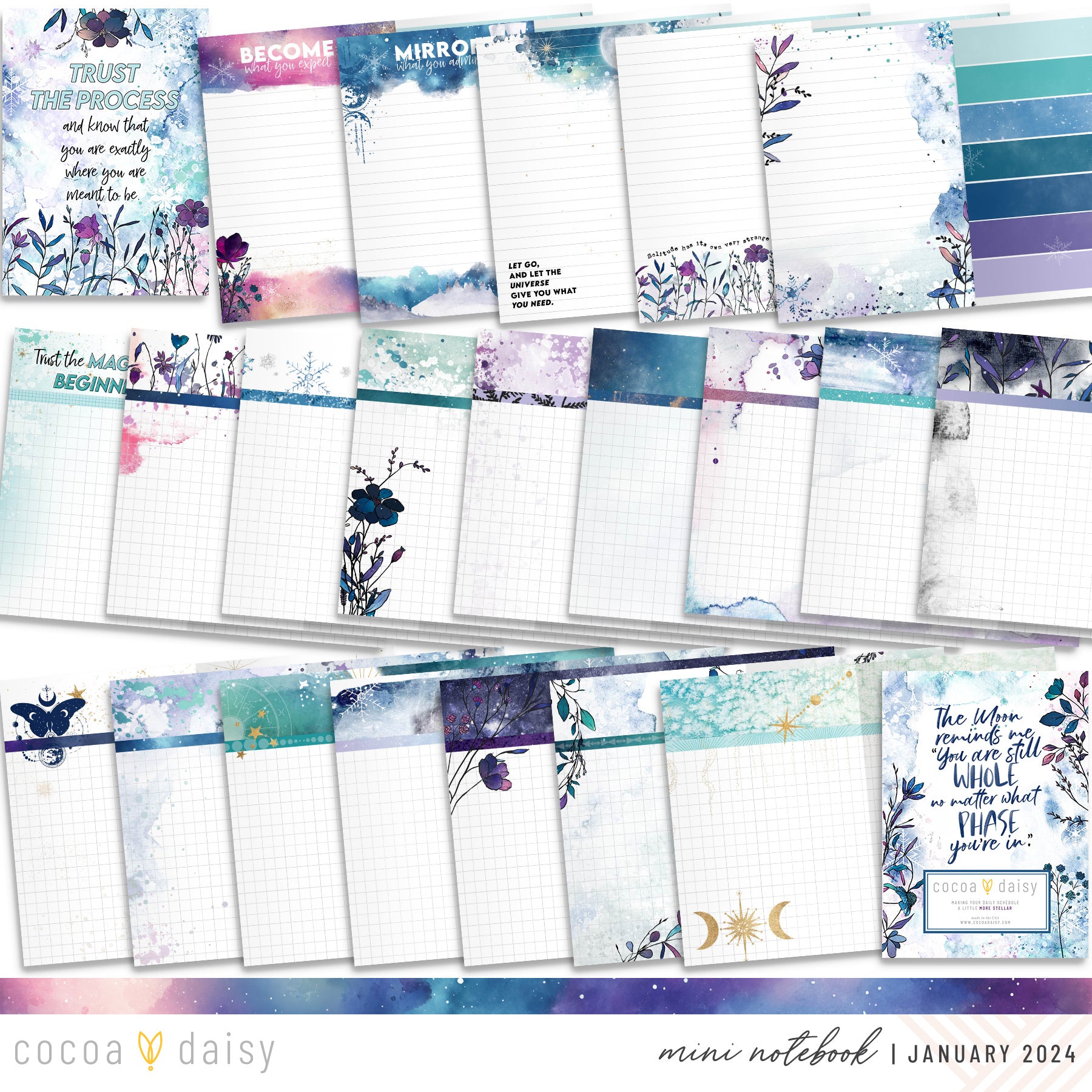 Silent Moon Insert or Notebook Only - Choose your size January 2024