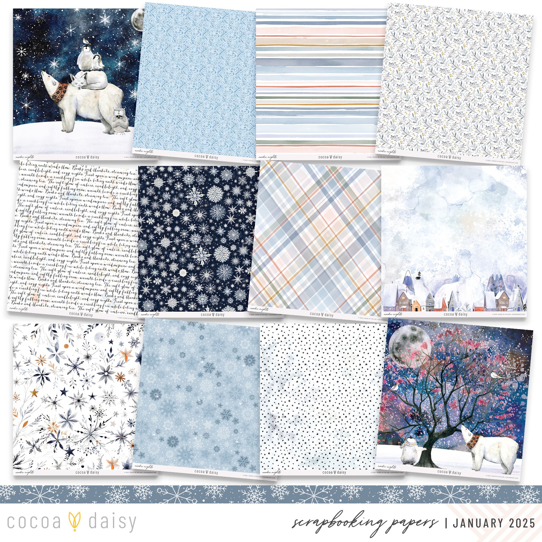 Nordic Nights 12x12 Set of Monthly Papers - January 2025