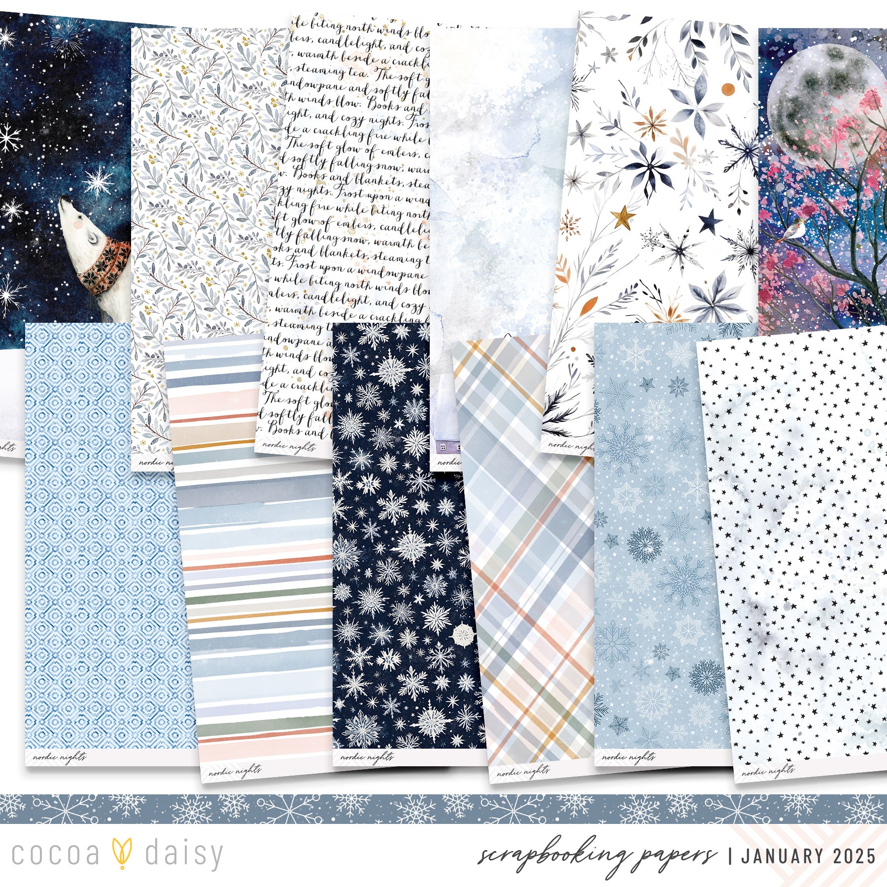 Nordic Nights 12x12 Set of Monthly Papers - January 2025
