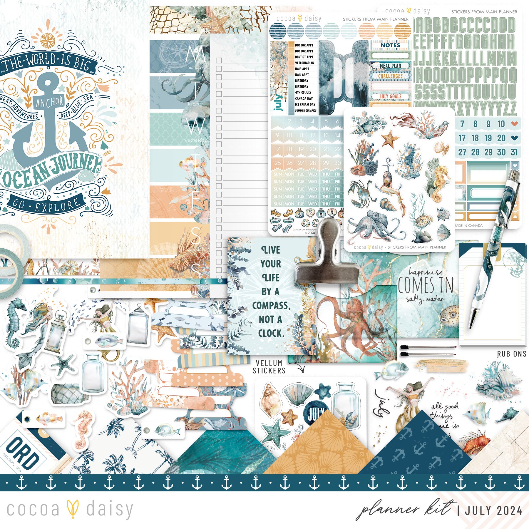 Into The Blue Planner Kit - Choose your insert or notebook July 2024