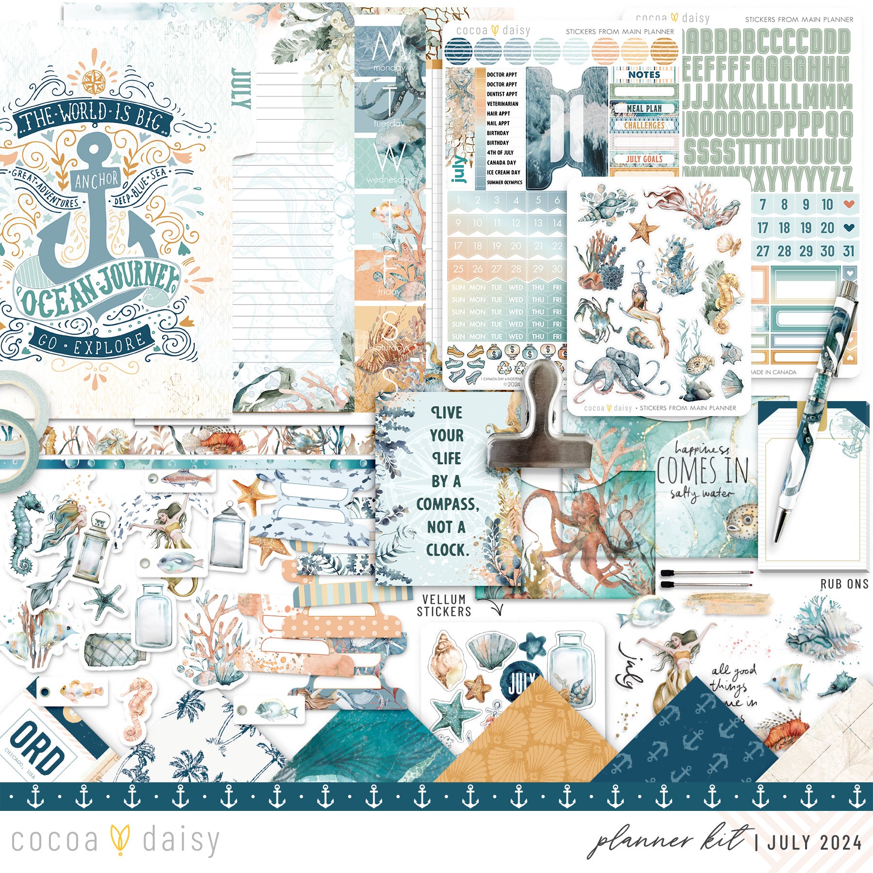 Into The Blue Planner Kit - Choose your insert or notebook July 2024