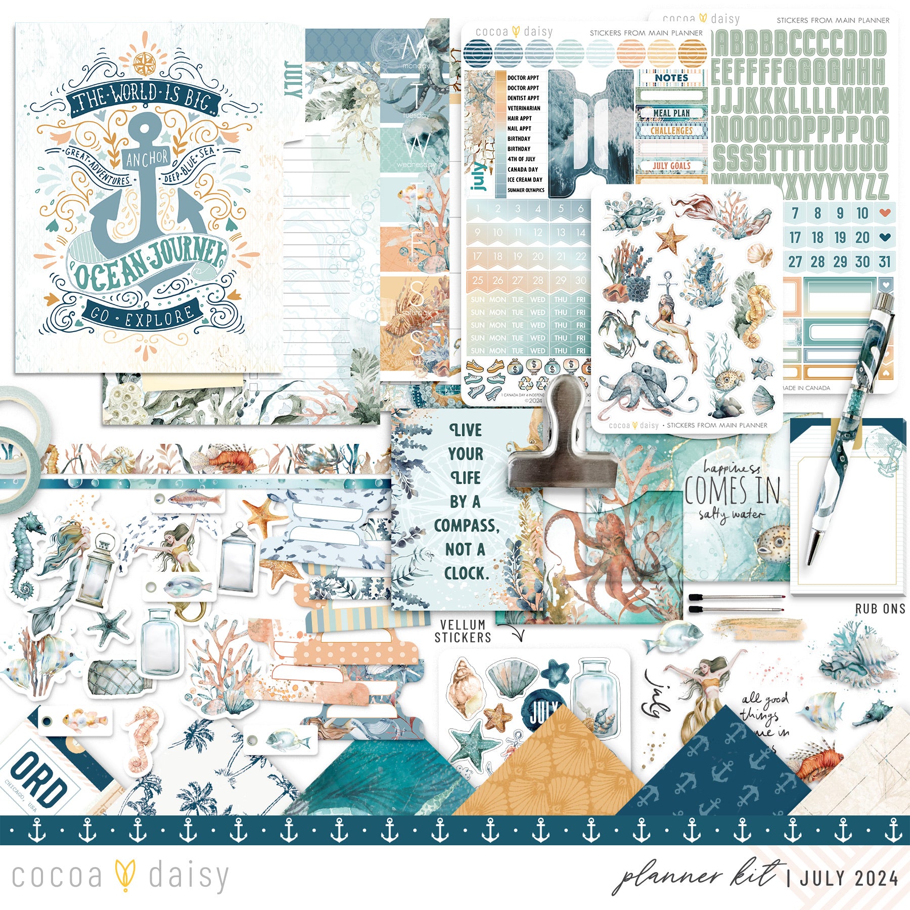 Into The Blue Planner Kit - Choose your insert or notebook July 2024