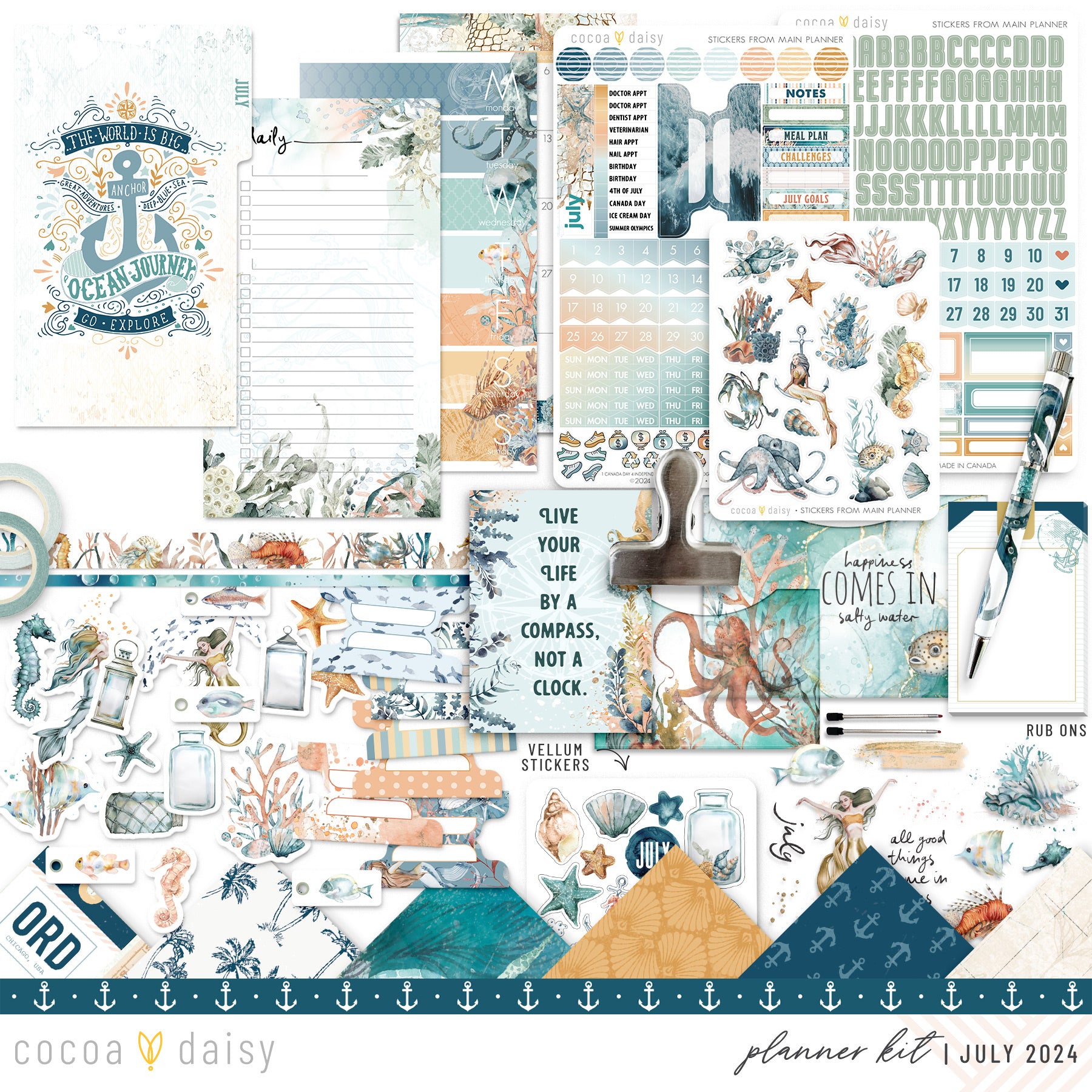 Into The Blue Planner Kit - Choose your insert or notebook July 2024