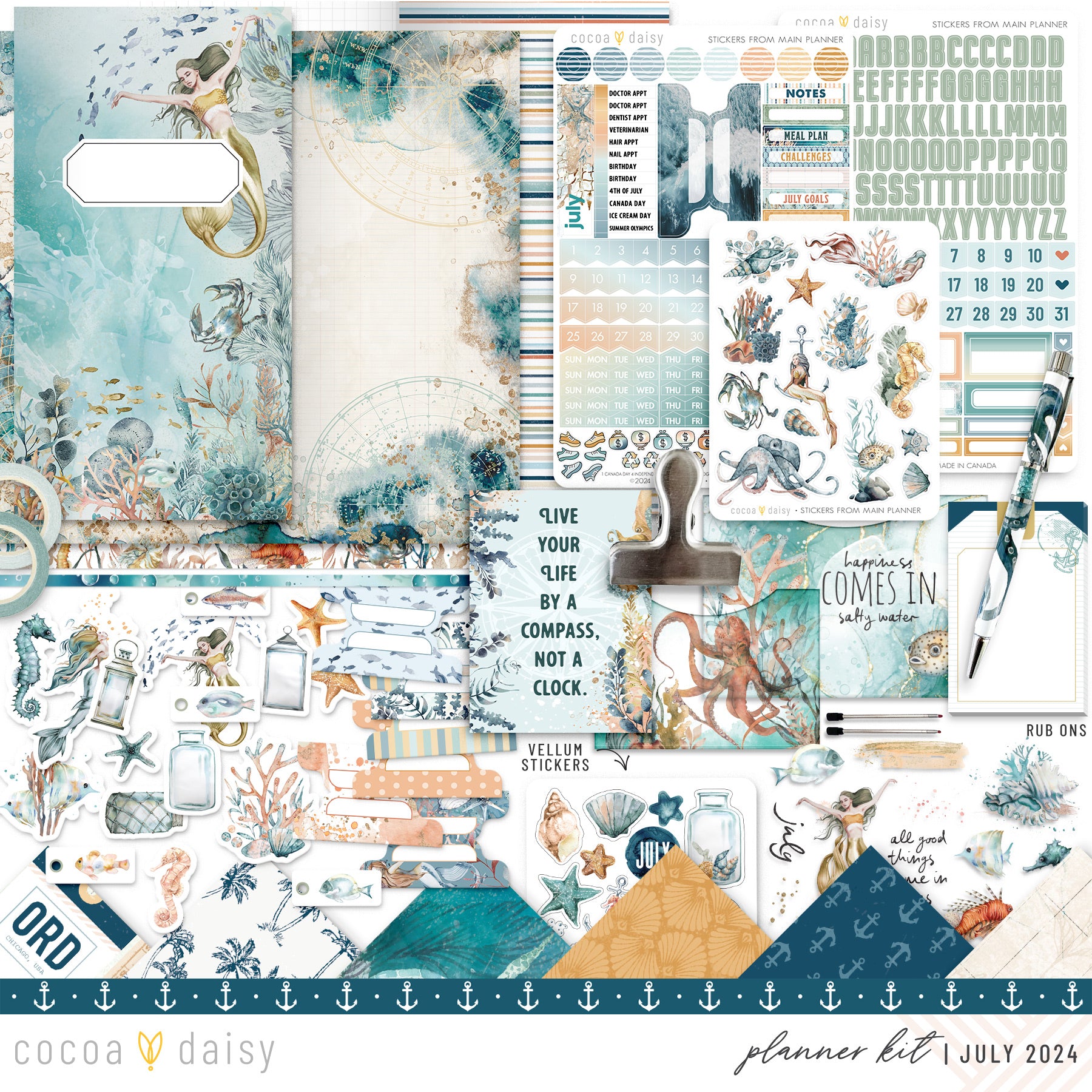 Into The Blue Planner Kit - Choose your insert or notebook July 2024