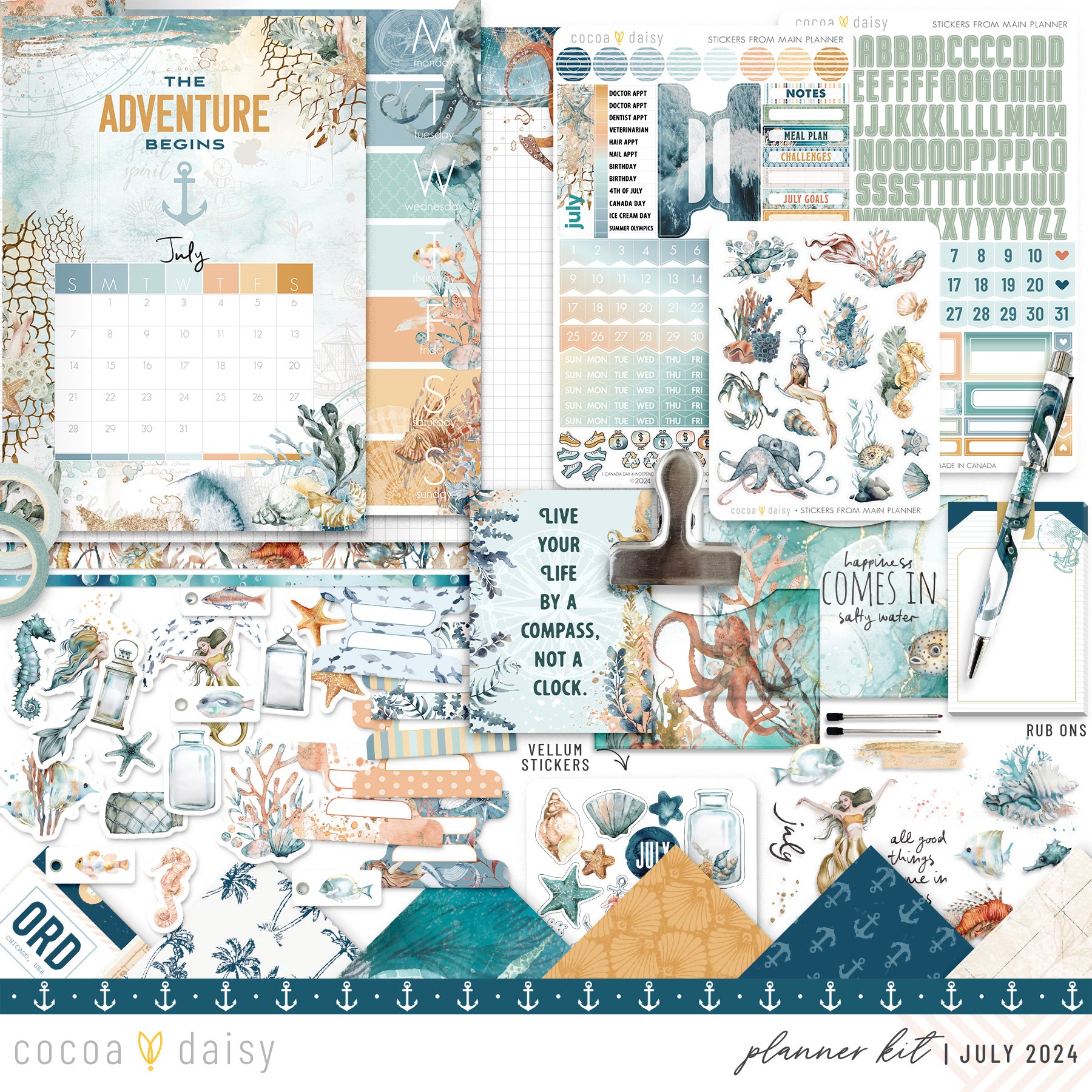 Into The Blue Planner Kit - Choose your insert or notebook July 2024