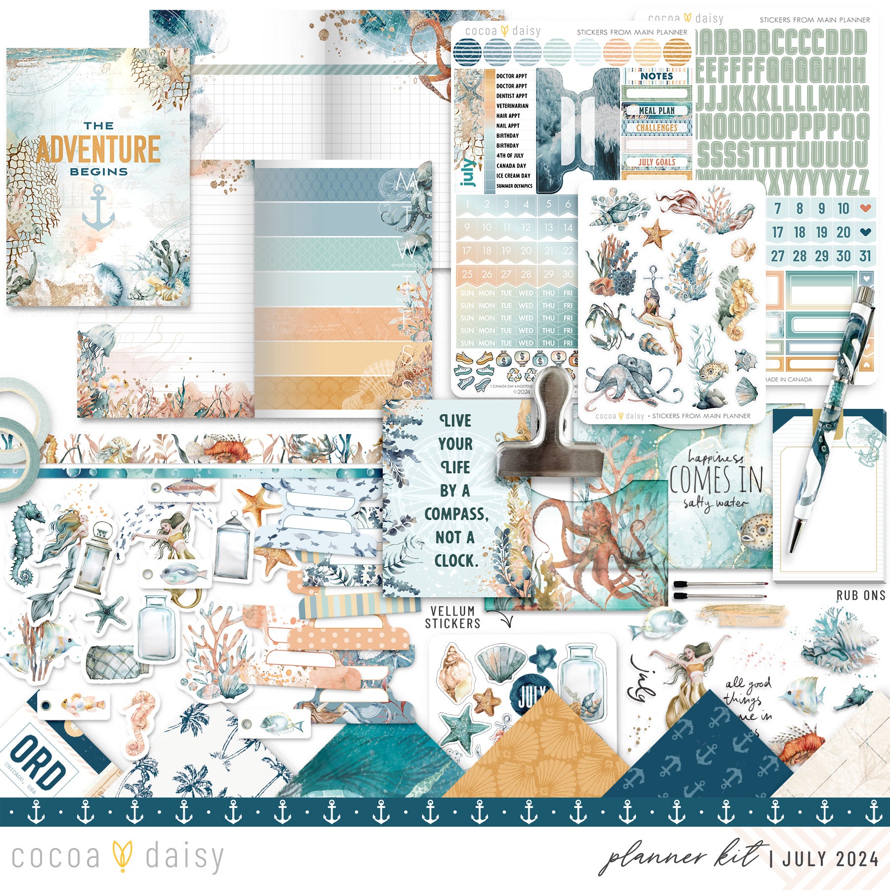 Into The Blue Planner Kit - Choose your insert or notebook July 2024