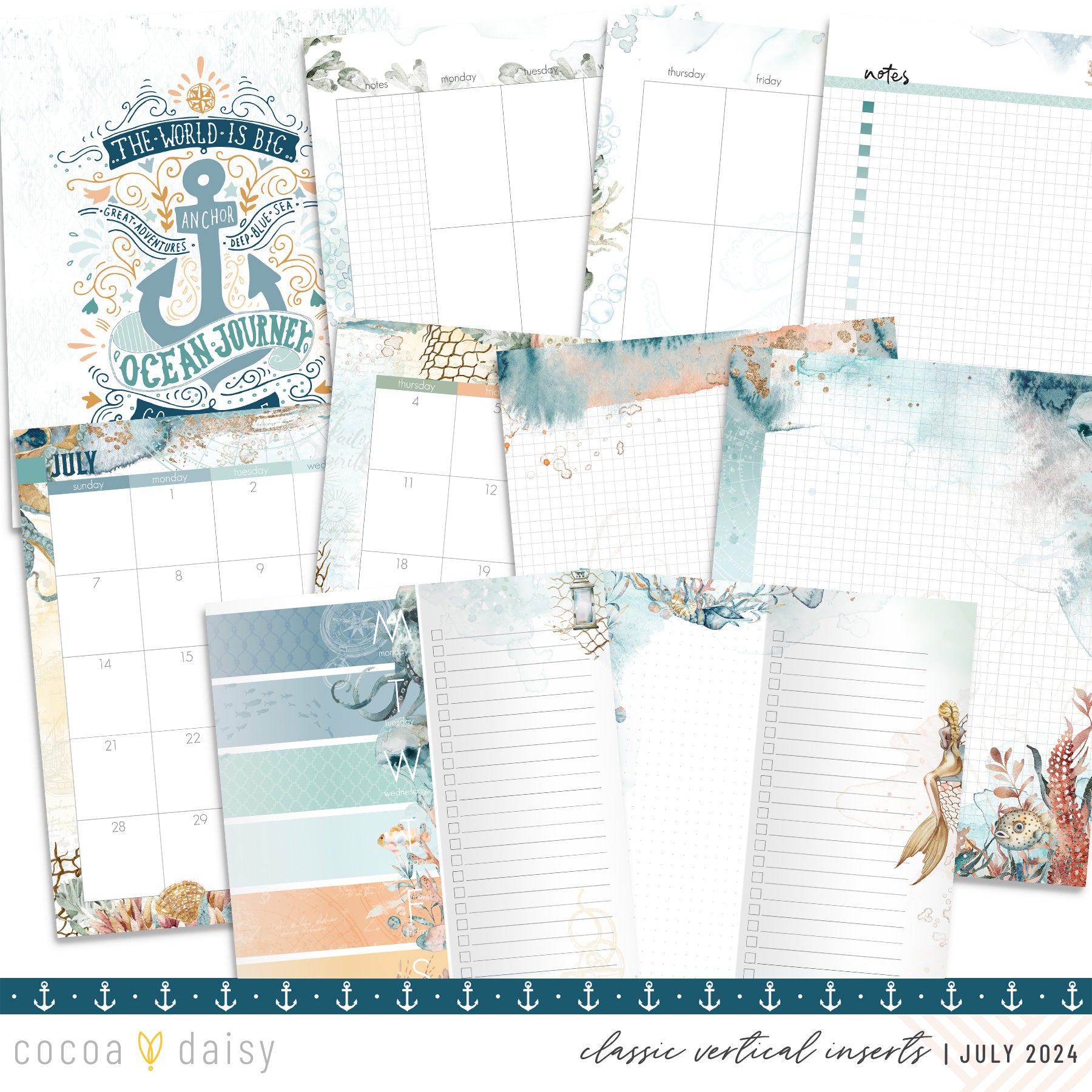 Into The Blue Inserts or notebook Only - Choose your size July 2024