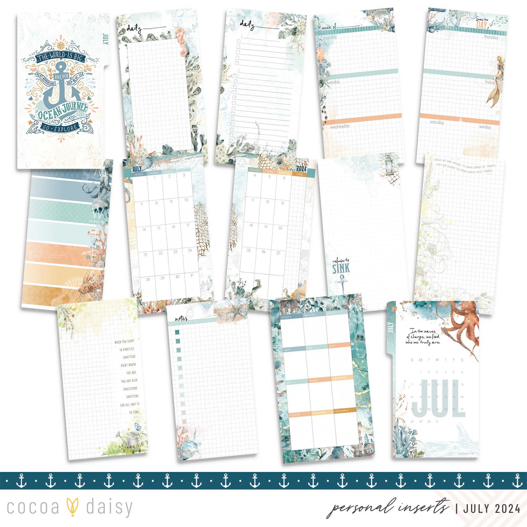 Into The Blue Inserts or notebook Only - Choose your size July 2024