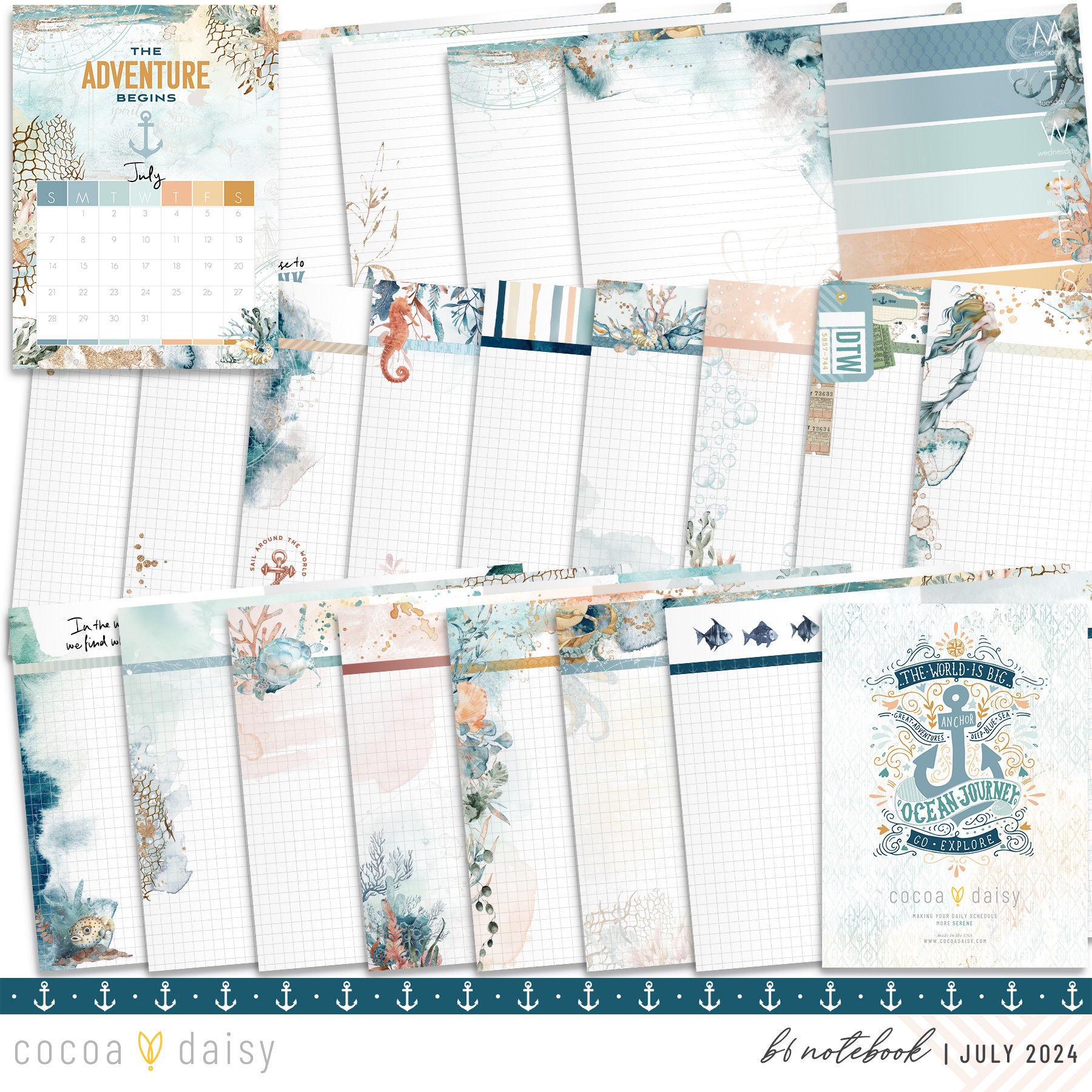 Into The Blue Inserts or notebook Only - Choose your size July 2024