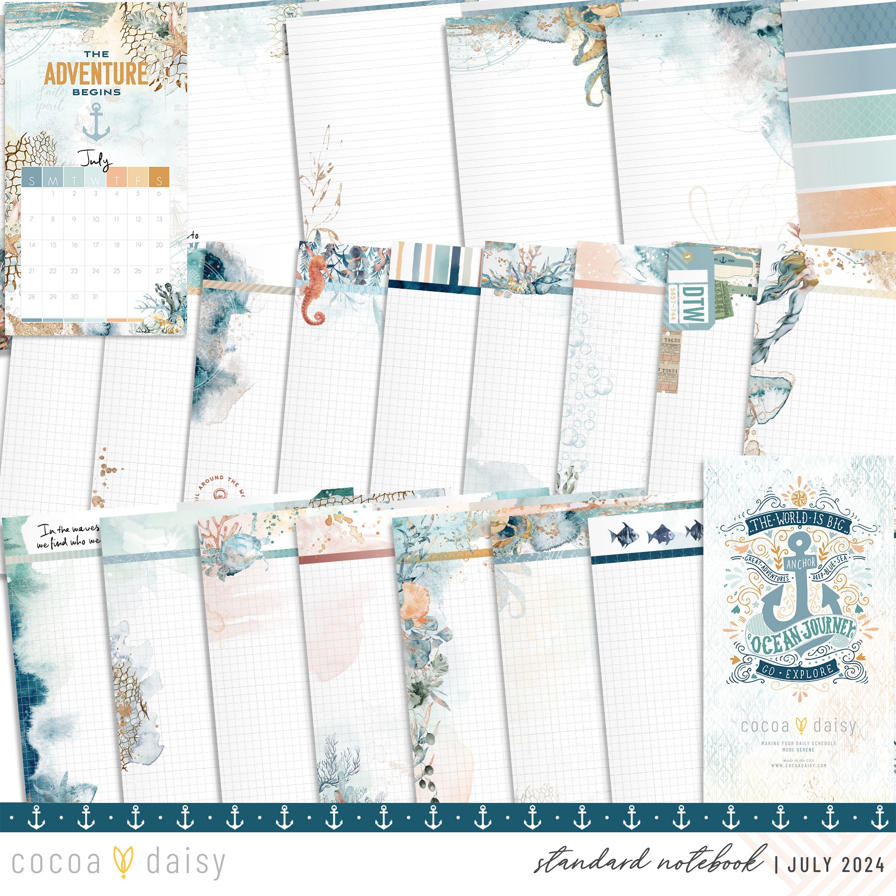 Into The Blue Inserts or notebook Only - Choose your size July 2024
