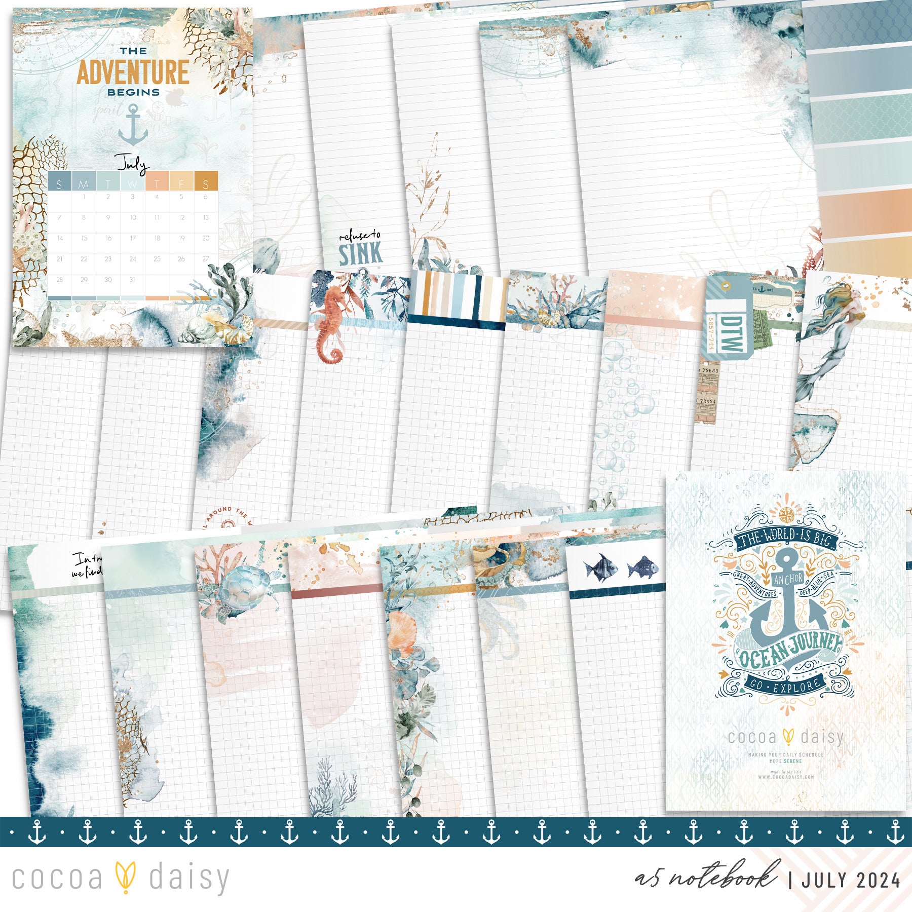 Into The Blue Inserts or notebook Only - Choose your size July 2024