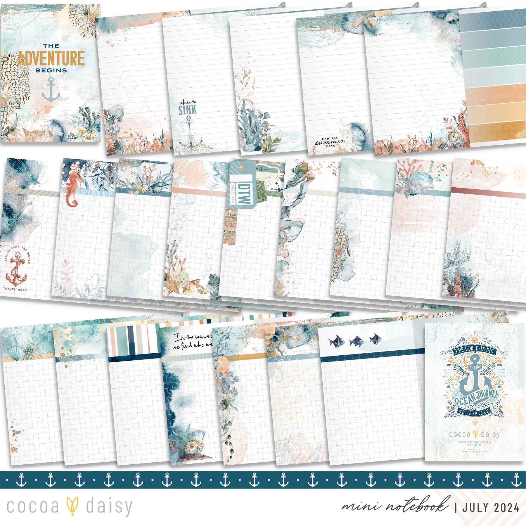 Into The Blue Inserts or notebook Only - Choose your size July 2024