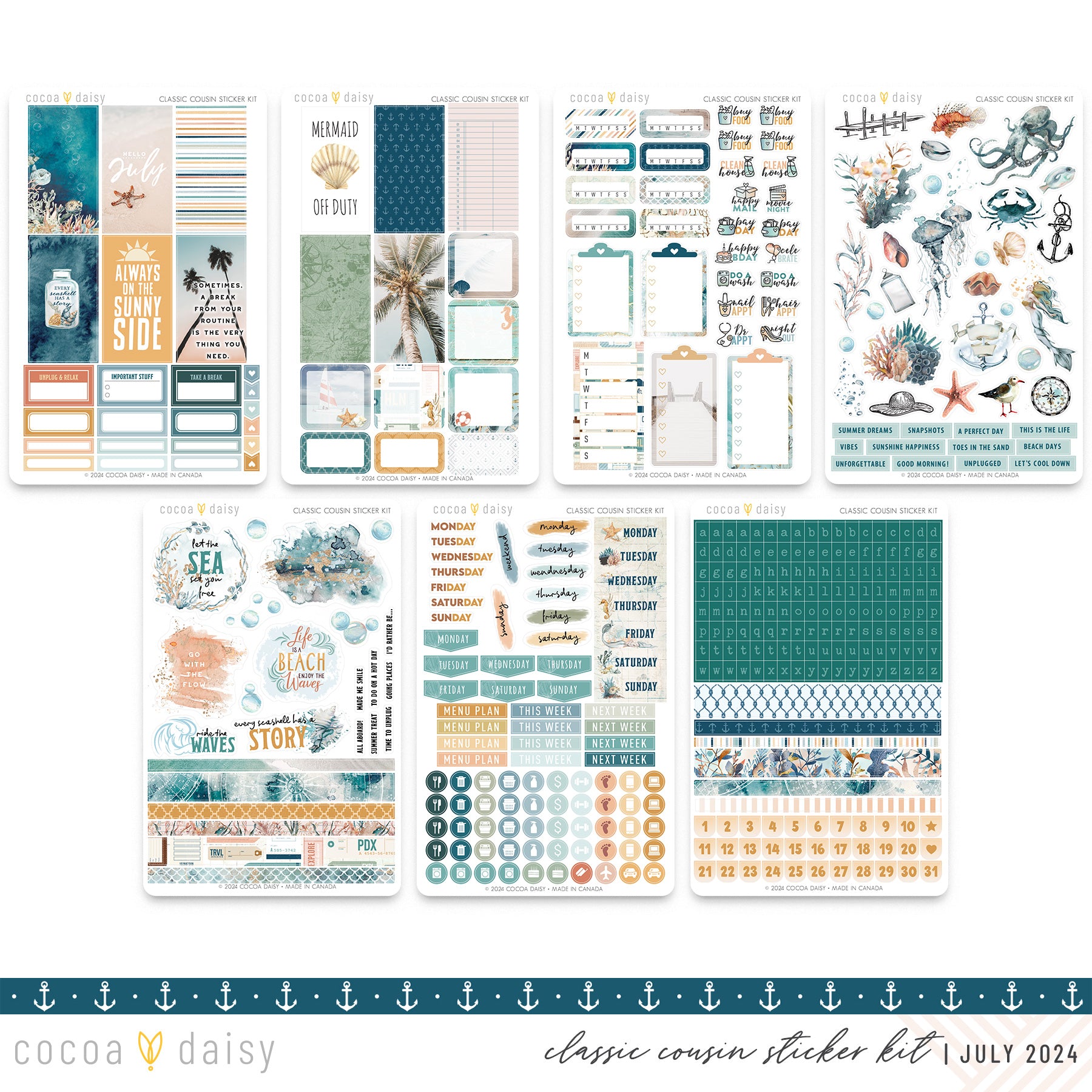 Into The Blue Classic Cousin Sticker Kit July 2024 – Cocoa Daisy